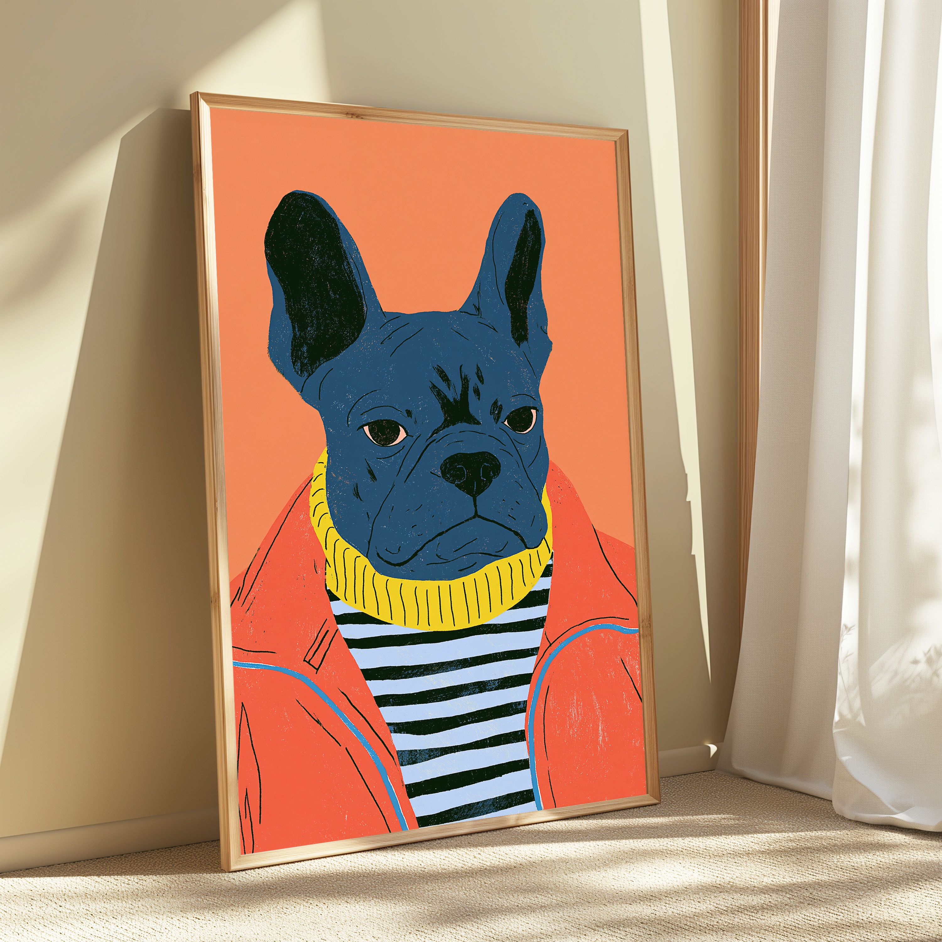 Cool Blue French Bulldog Pop Art Print view 3