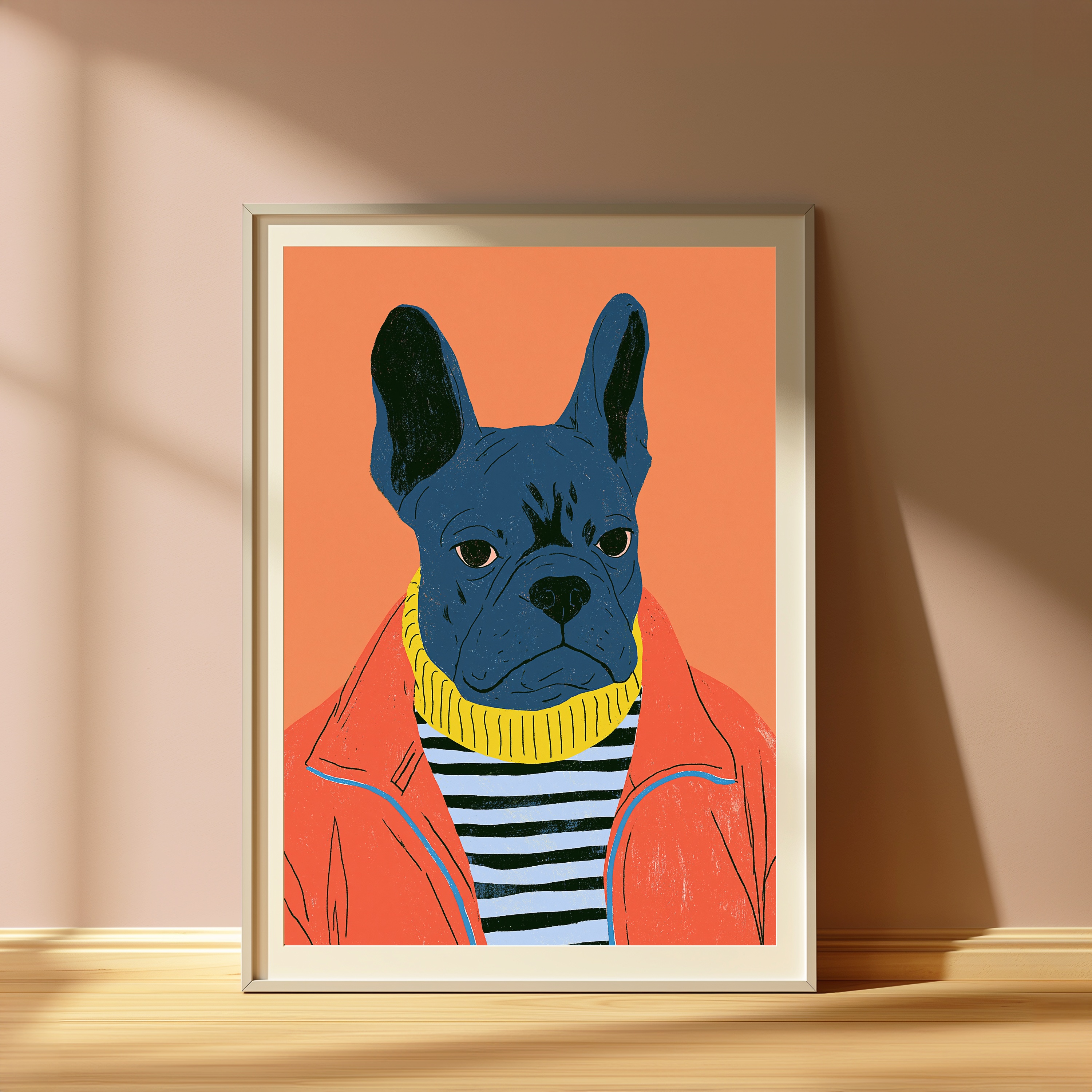 Cool Blue French Bulldog Pop Art Print view 4