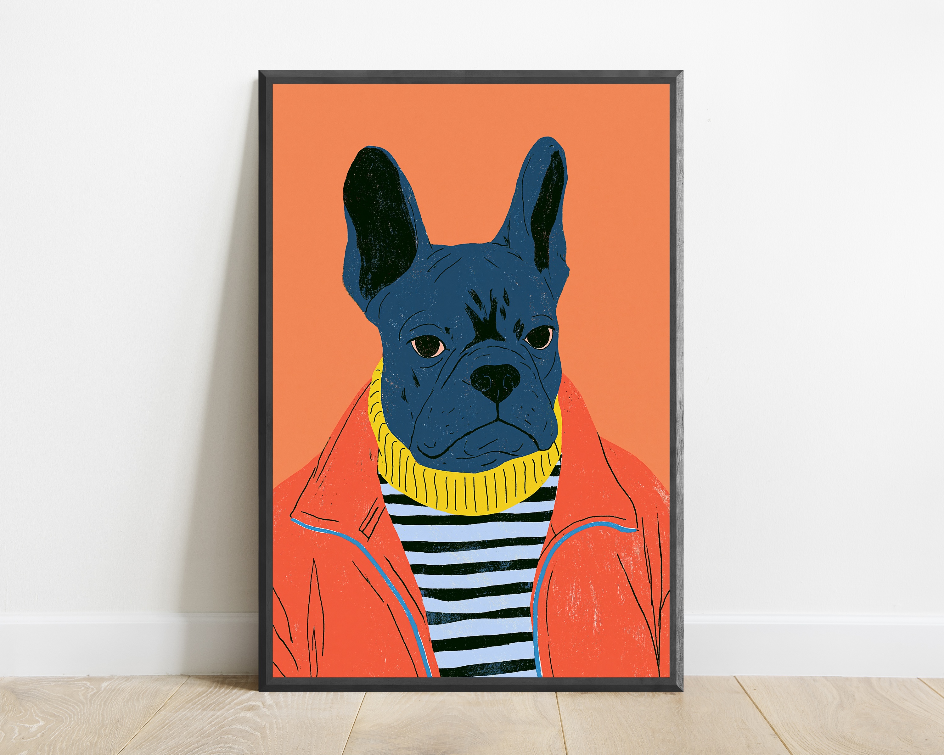 Cool Blue French Bulldog Pop Art Print