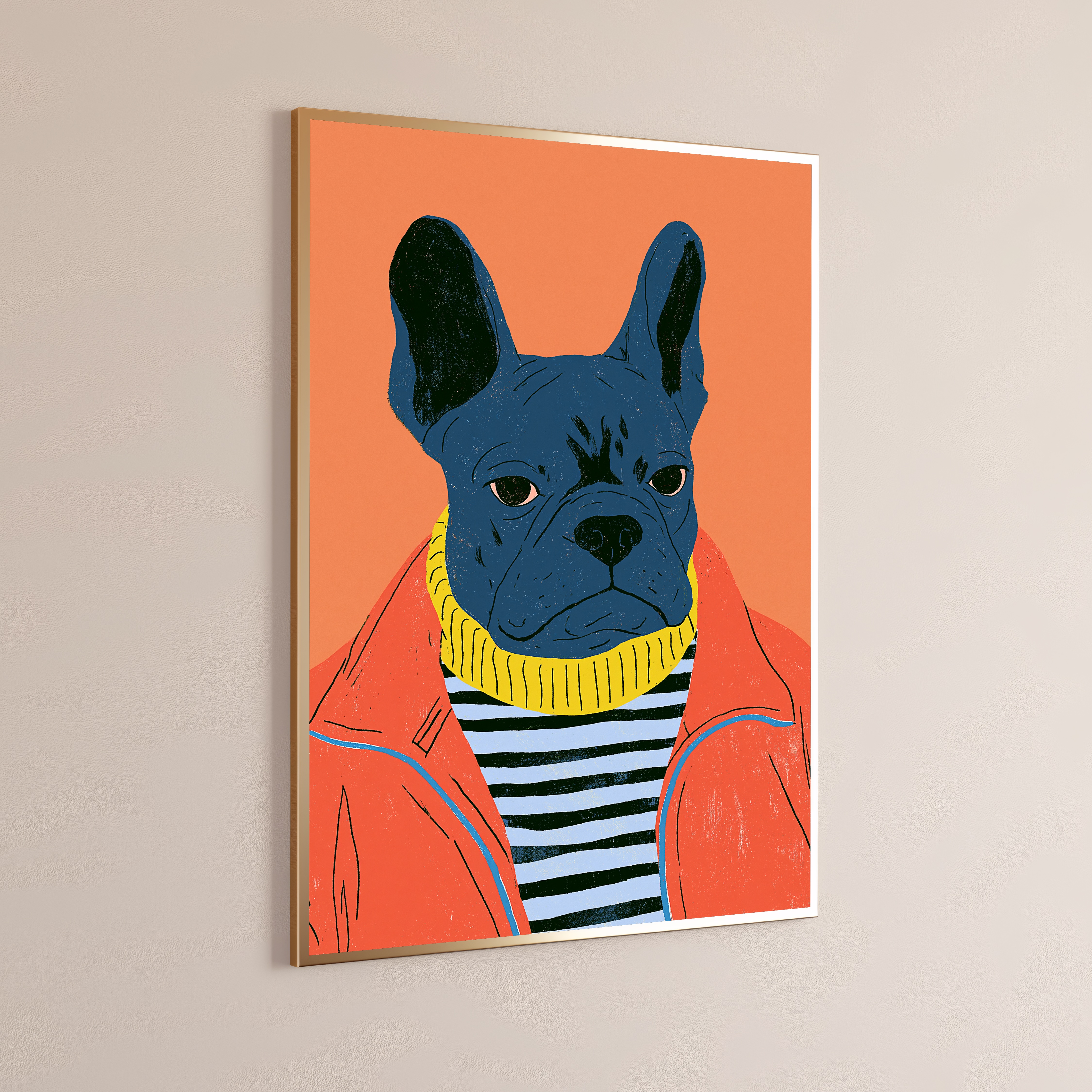 Cool Blue French Bulldog Pop Art Print