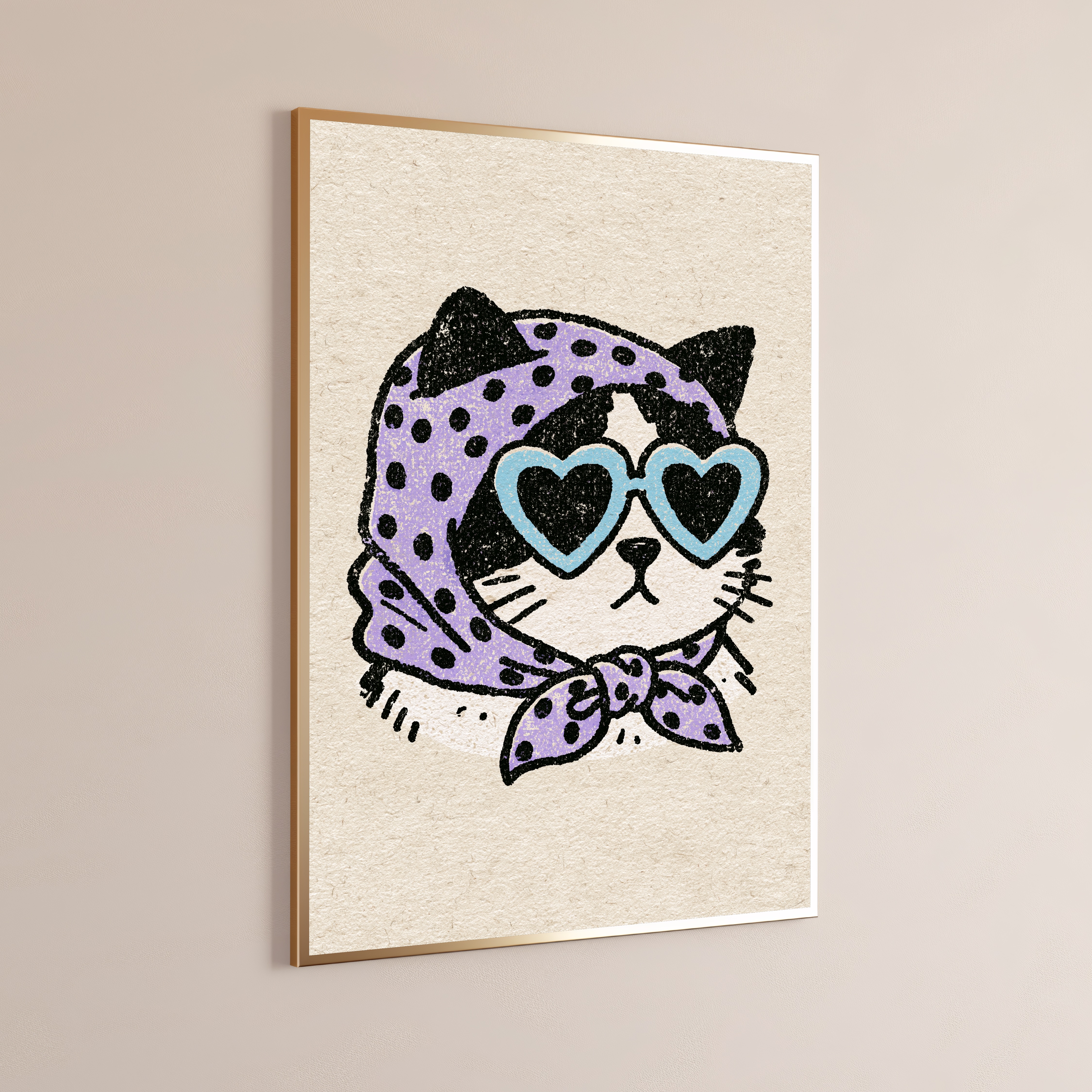 Cool Cat Heart Sunglasses Pop Art Print