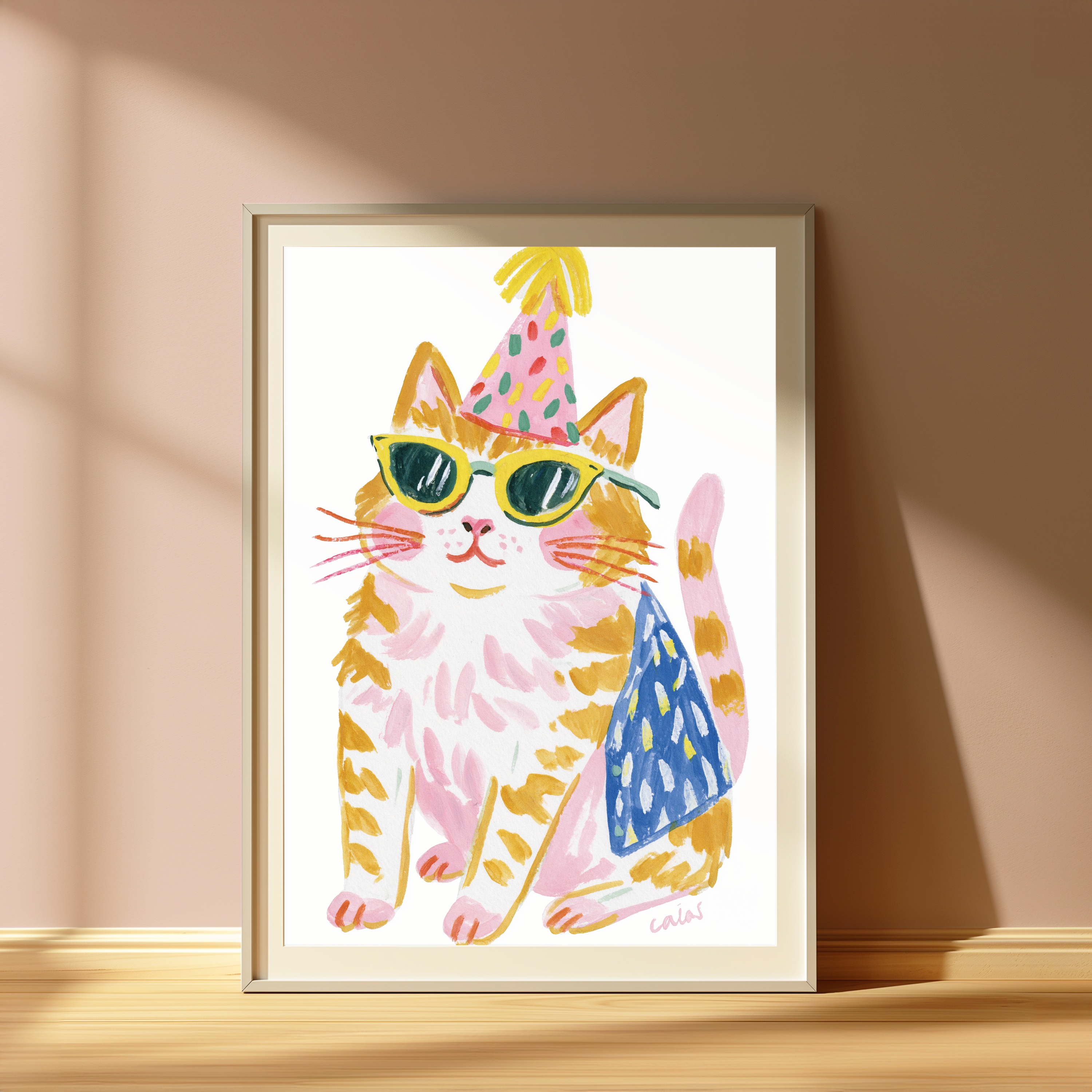 Cool Cat Party Hat Sunglasses Pop Art Print view 4