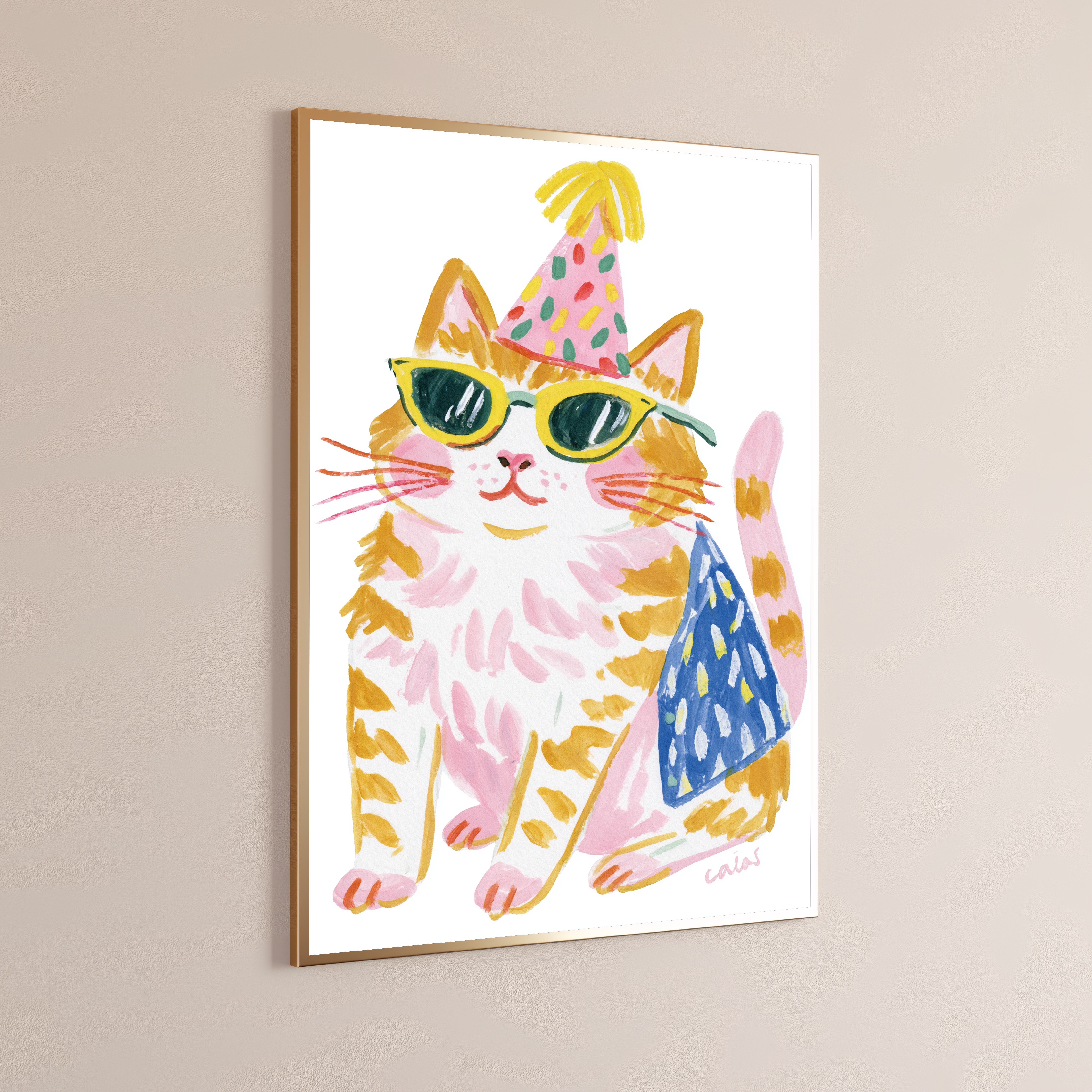 Cool Cat Party Hat Sunglasses Pop Art Print