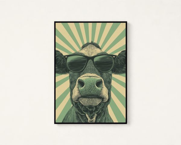 Retro Cow Portrait Print