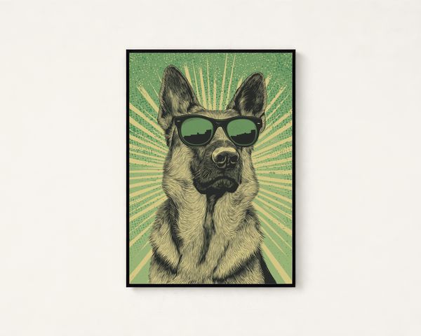 German Shepherd Sunglasses Pop Art Print