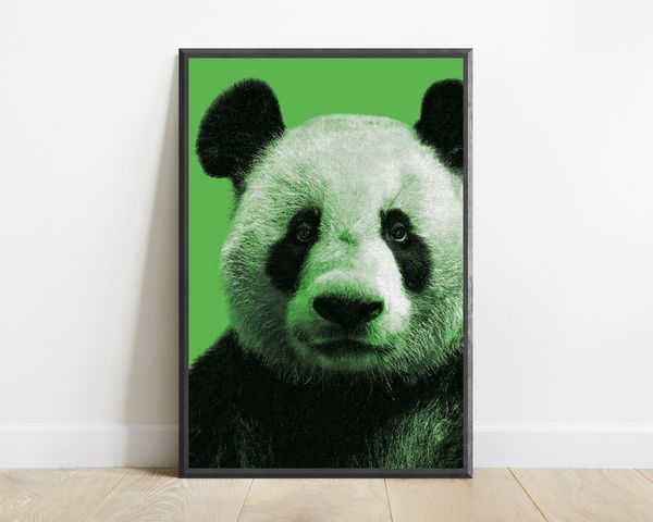 Green Panda Pop Art Print