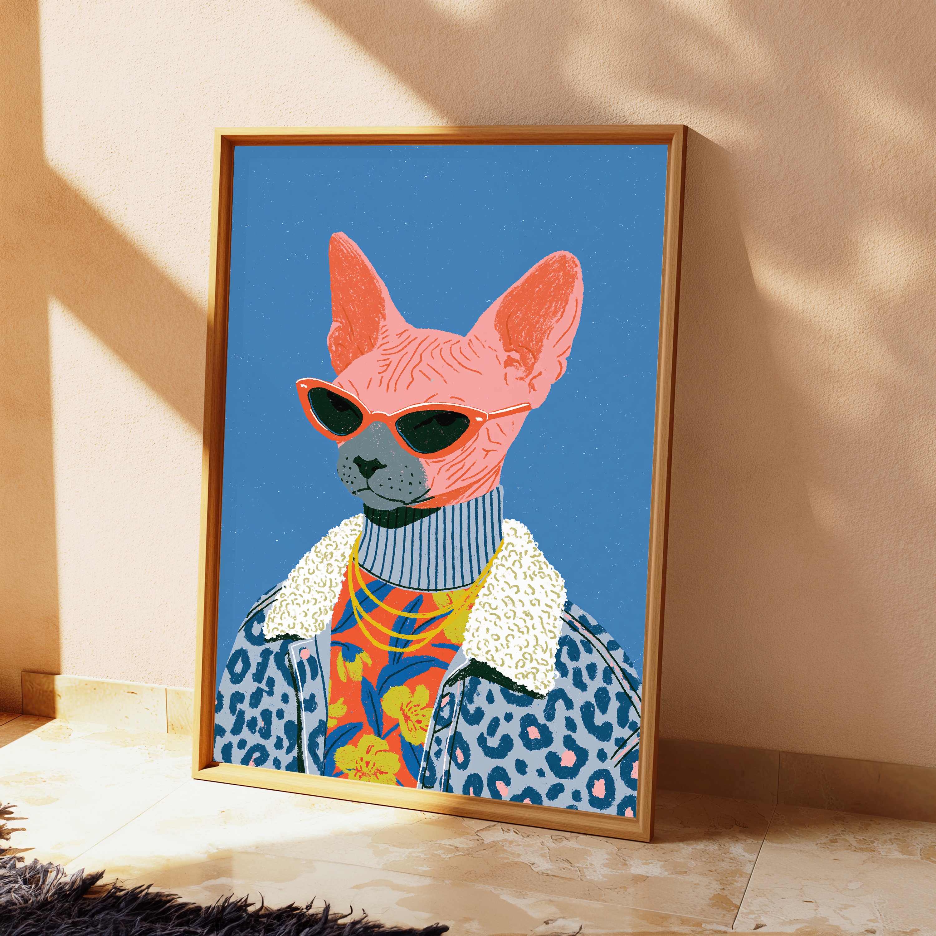 Cool Sphynx Cat Sunglasses Pop Art Print view 2