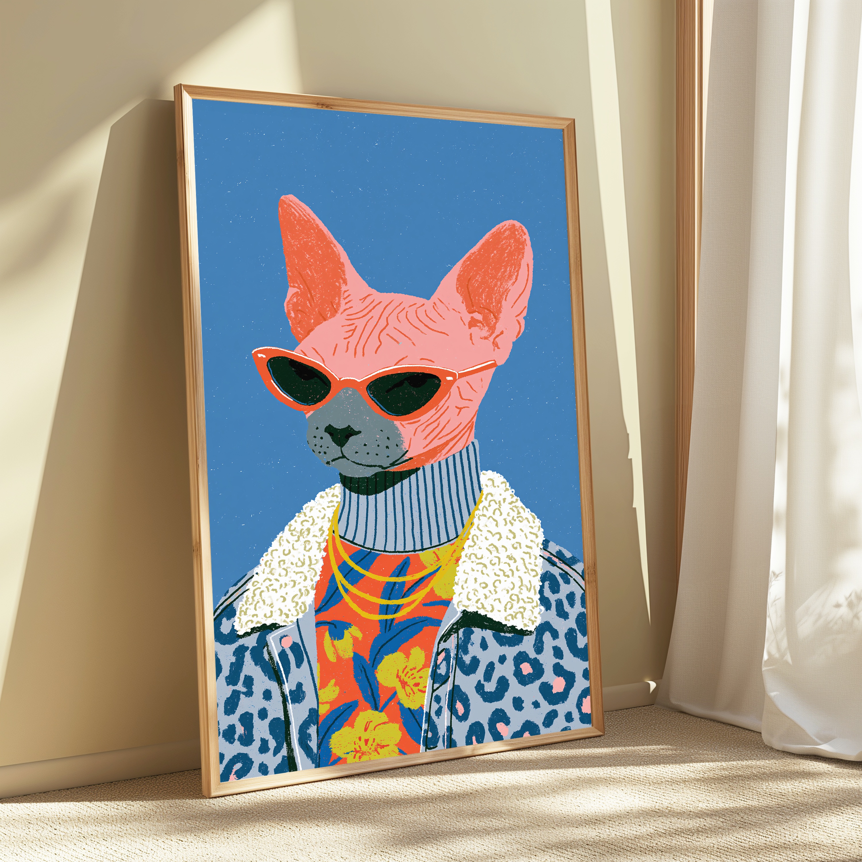 Cool Sphynx Cat Sunglasses Pop Art Print view 3