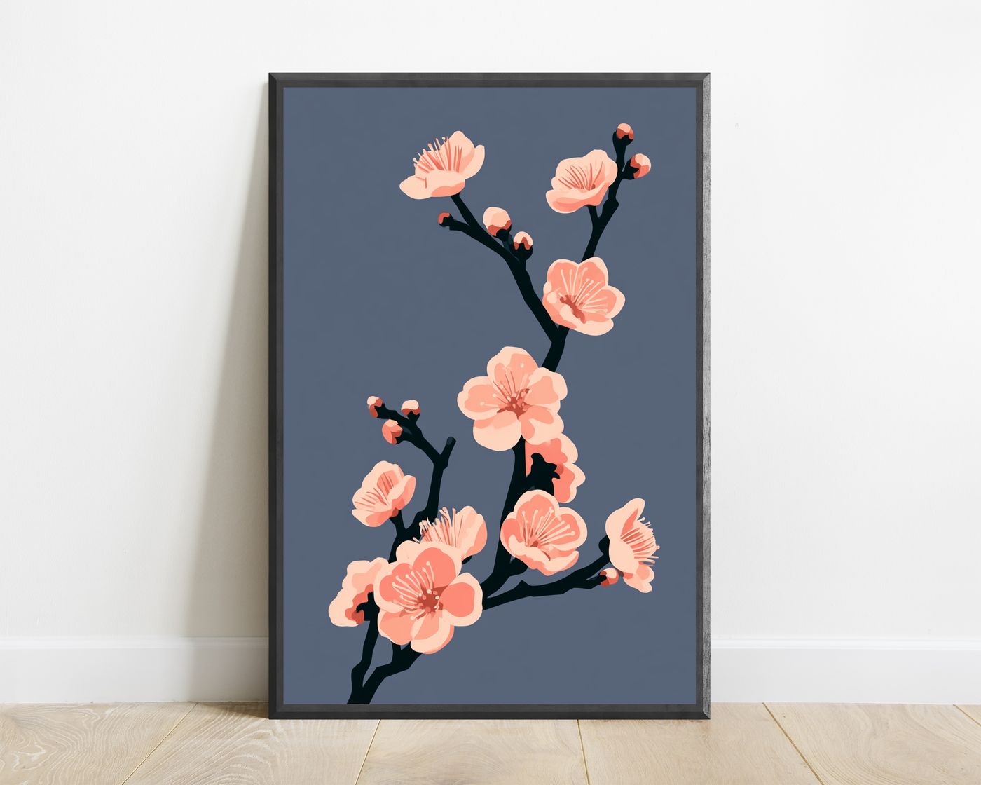 Coral Blossom Branch Minimalist Print — view 1
