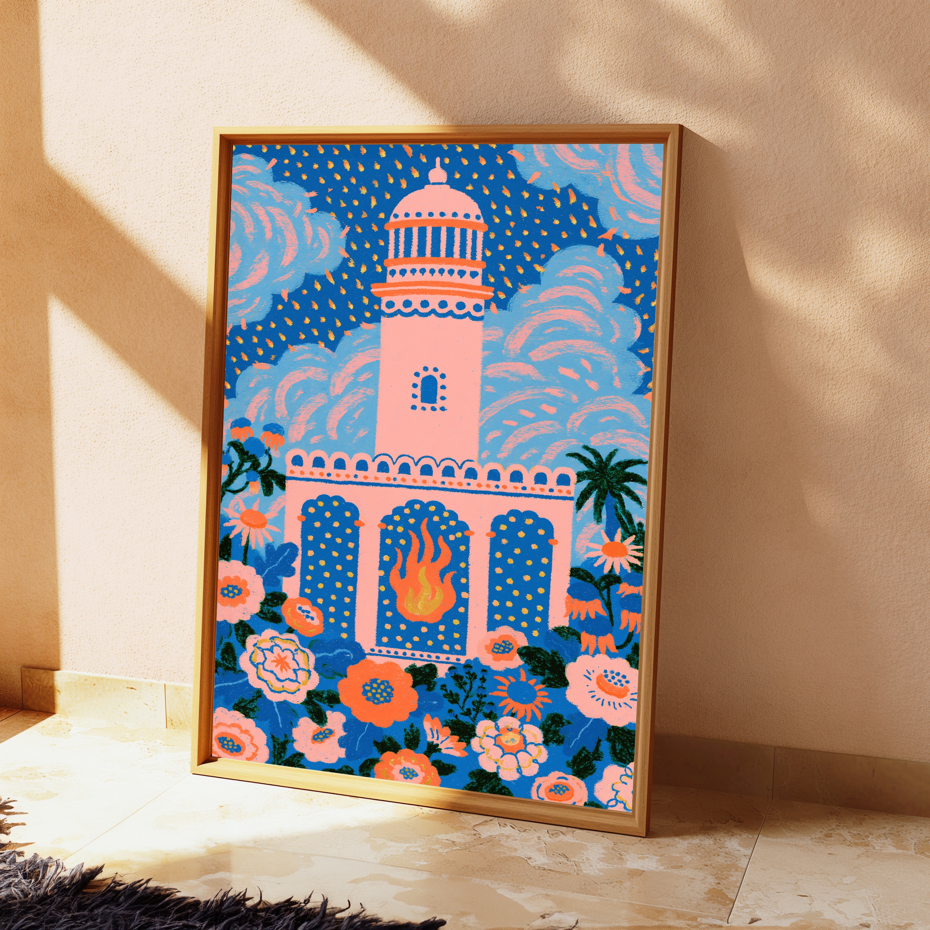 Coral Lighthouse Starry Night Pop Art view 2