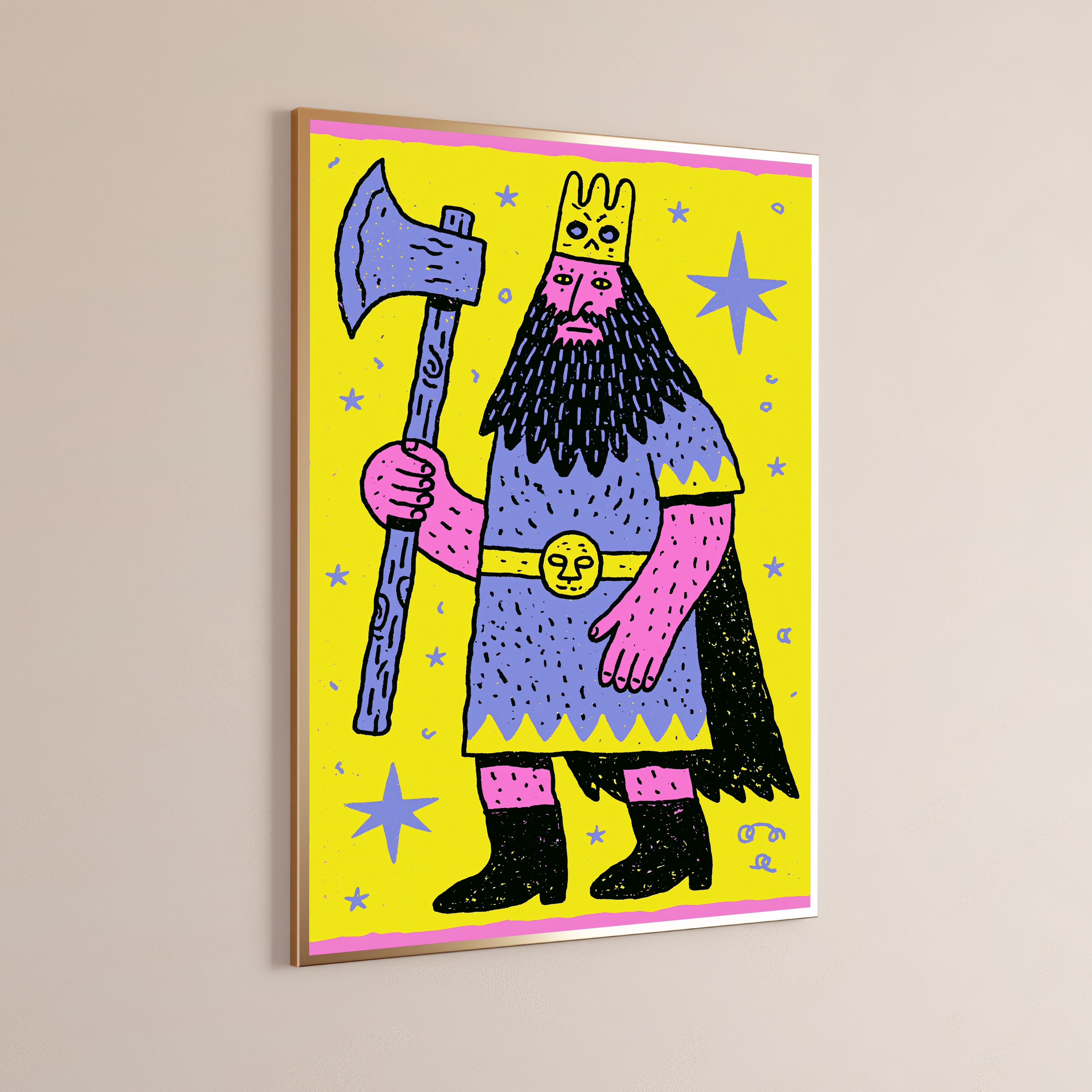 Cosmic Demon King with Axe Pop Art Print