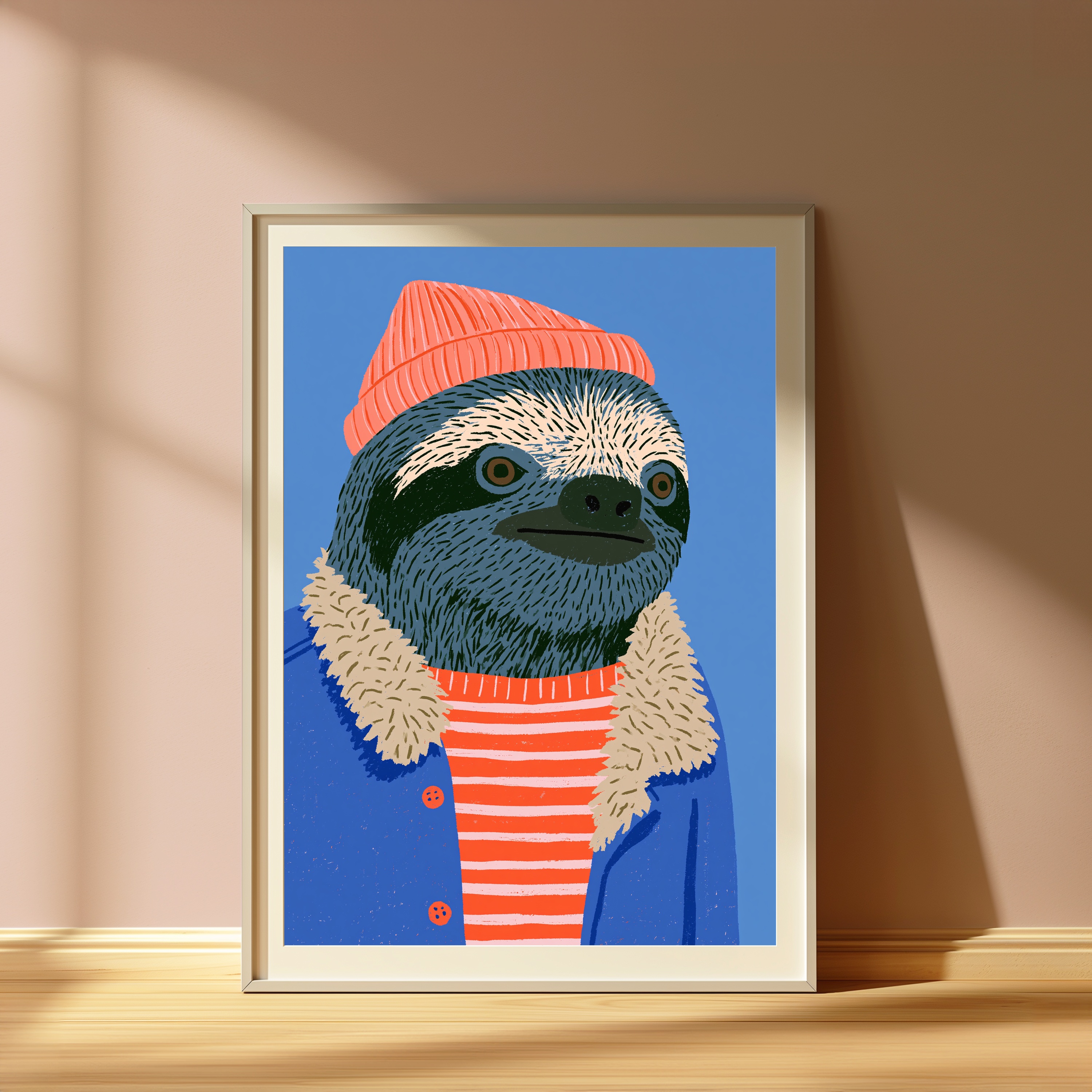 Cosy Sloth Winter Beanie Pop Art Print view 4
