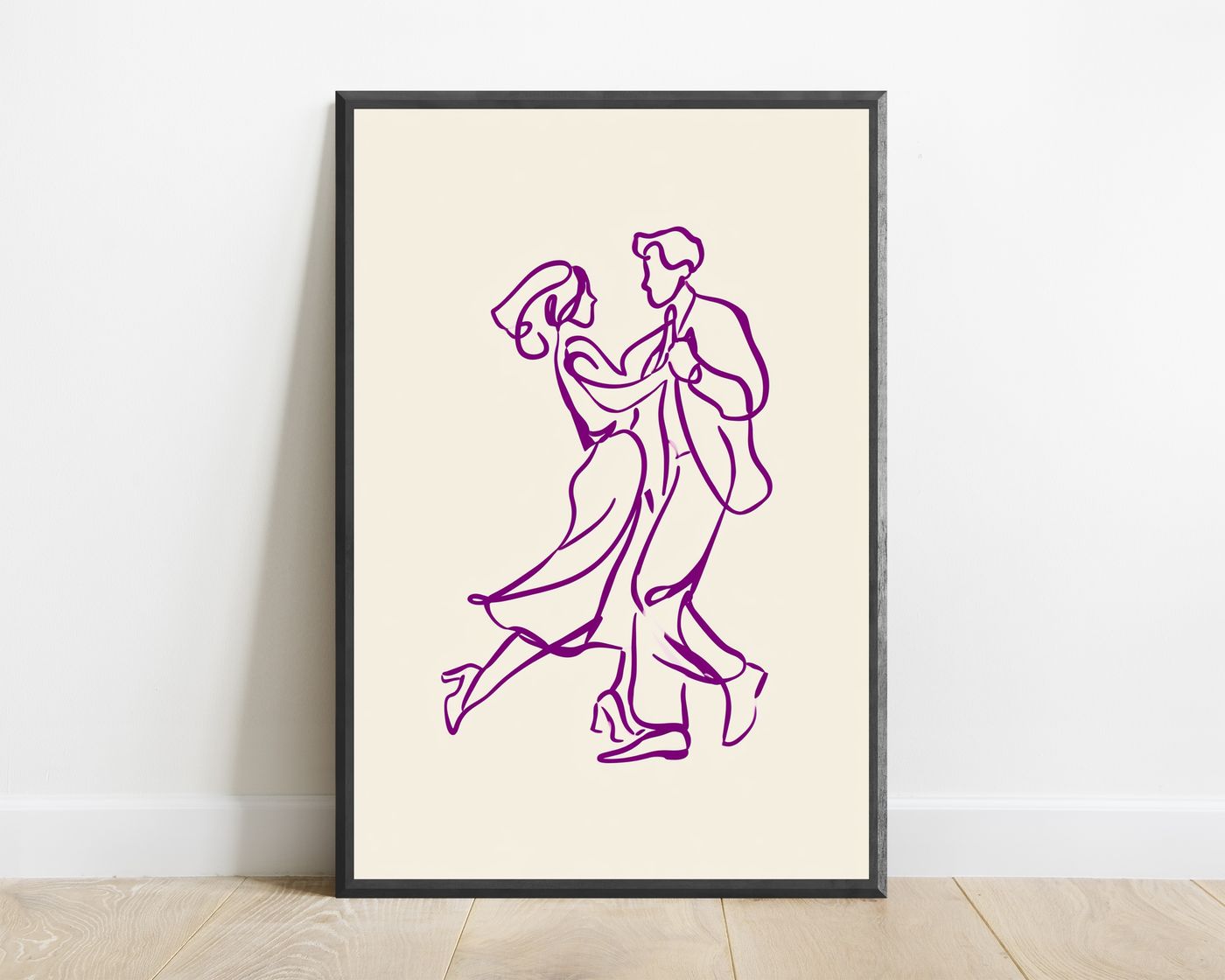 Couple Dancing Line Art Print — view 1