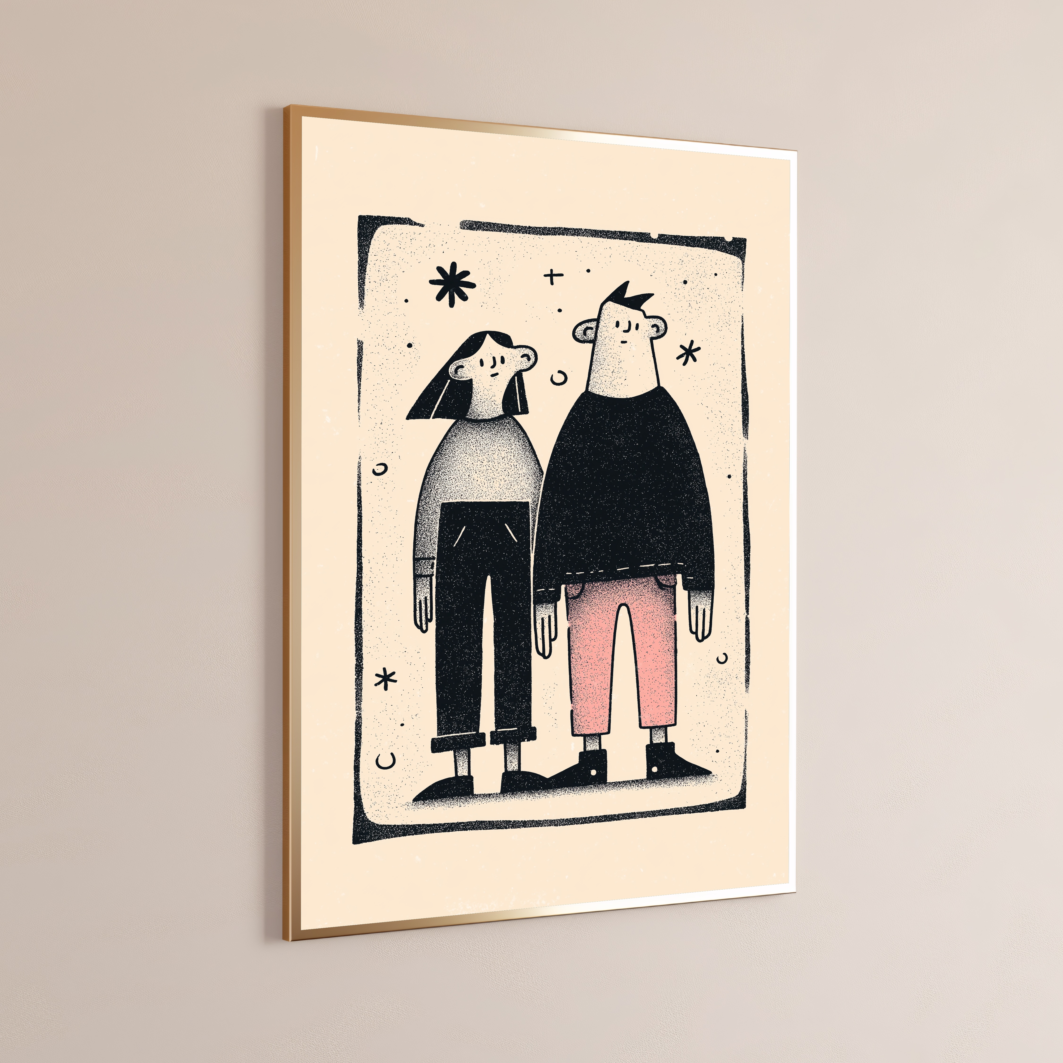 Couple Standing Together Minimalist Art Print