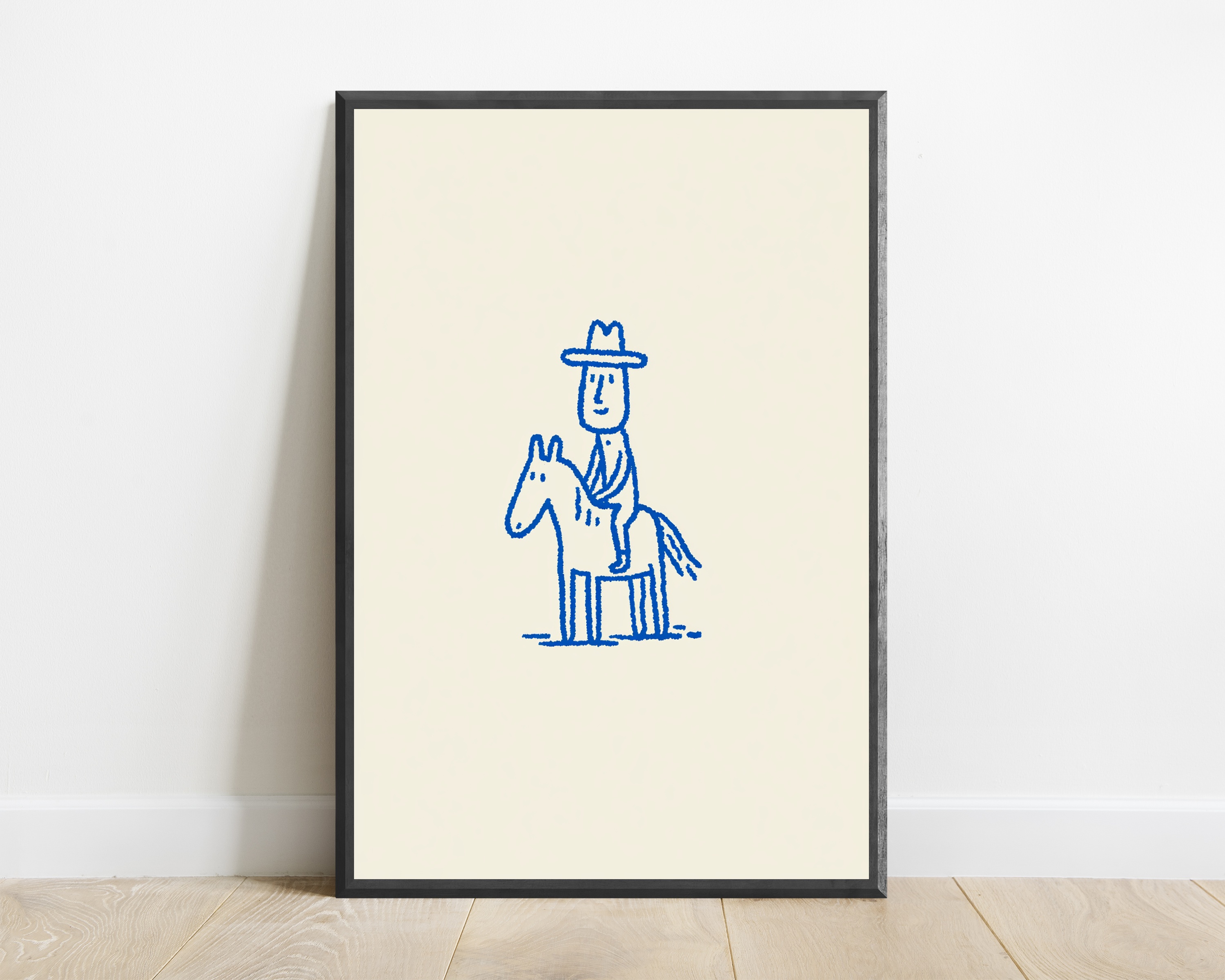 Cowboy Rider Line Drawing Print — view 1