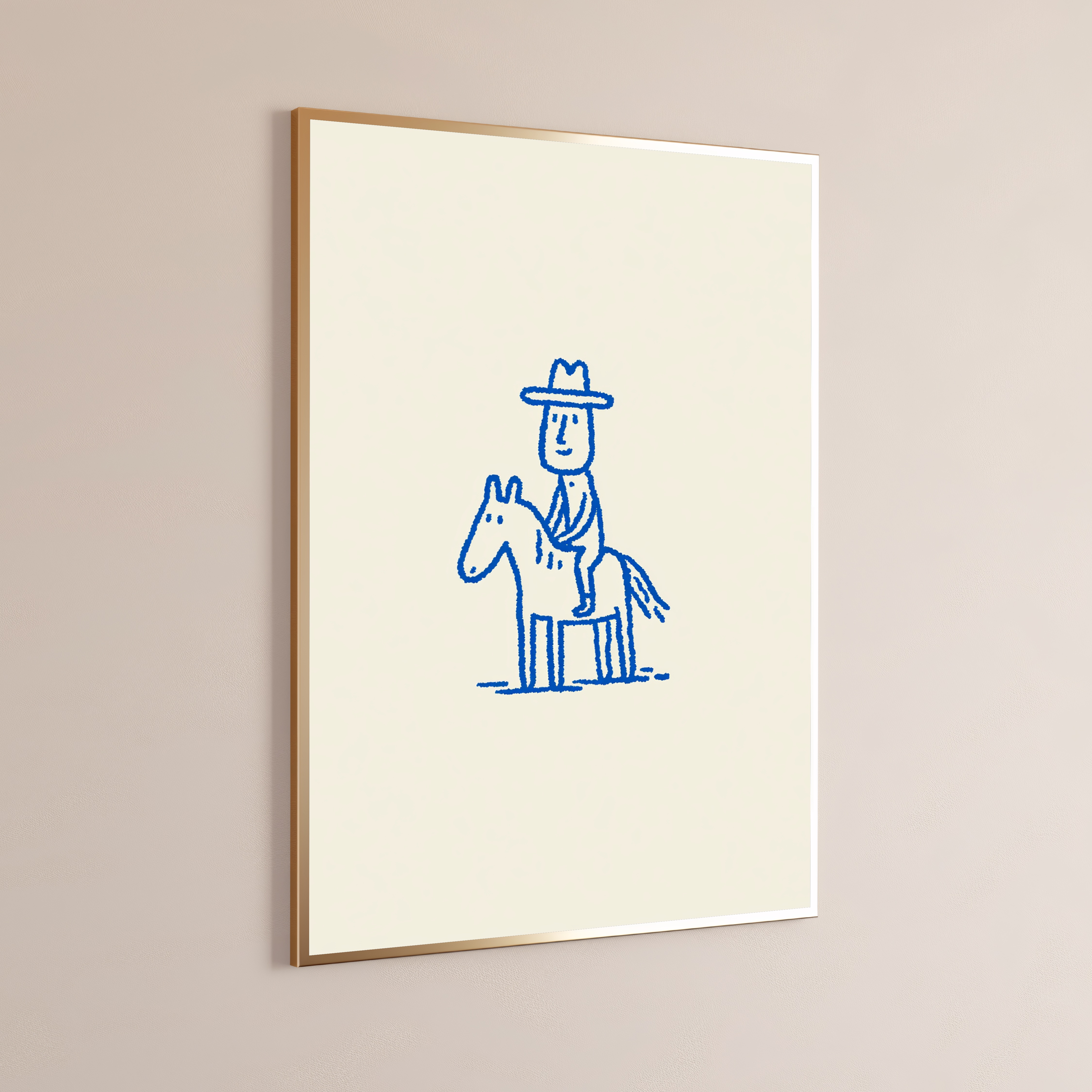 Cowboy Rider Line Drawing Print