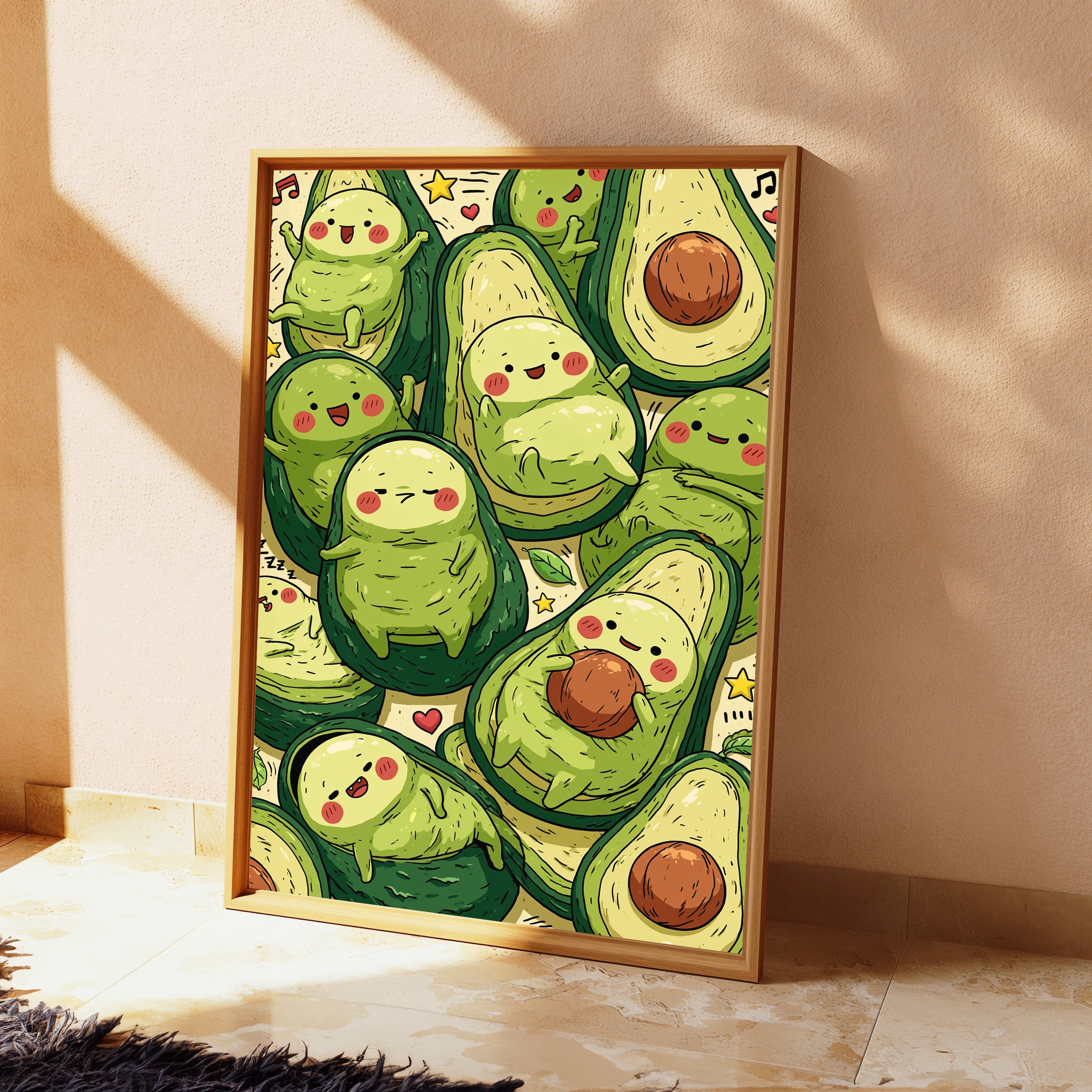 Cute Avocado Characters Party Wall Art view 2