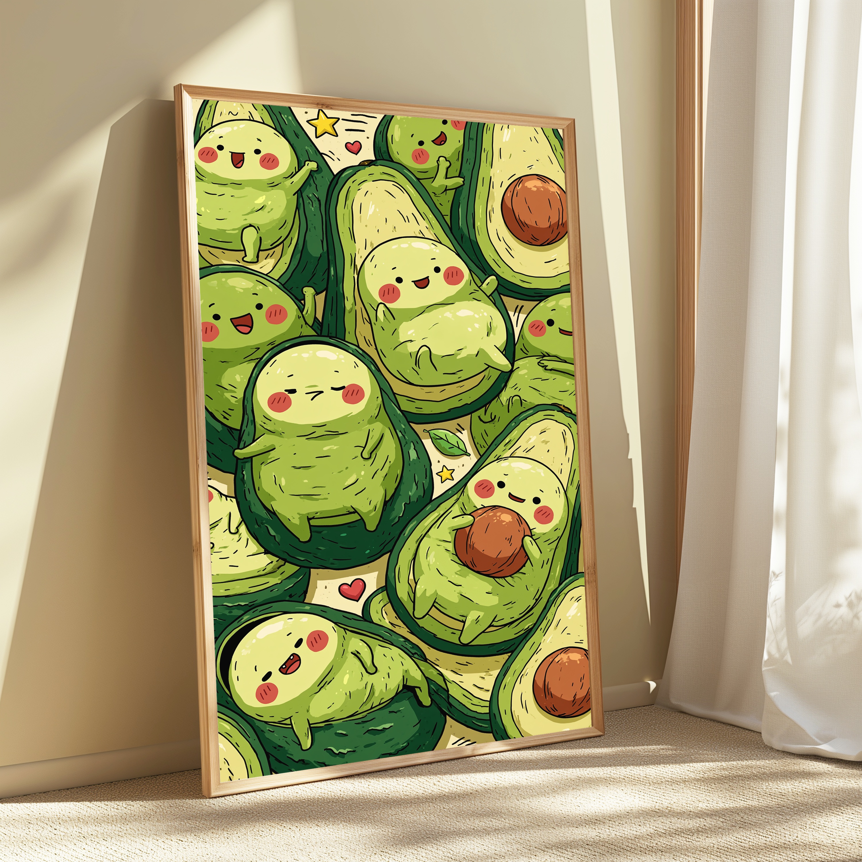 Cute Avocado Characters Party Wall Art view 3