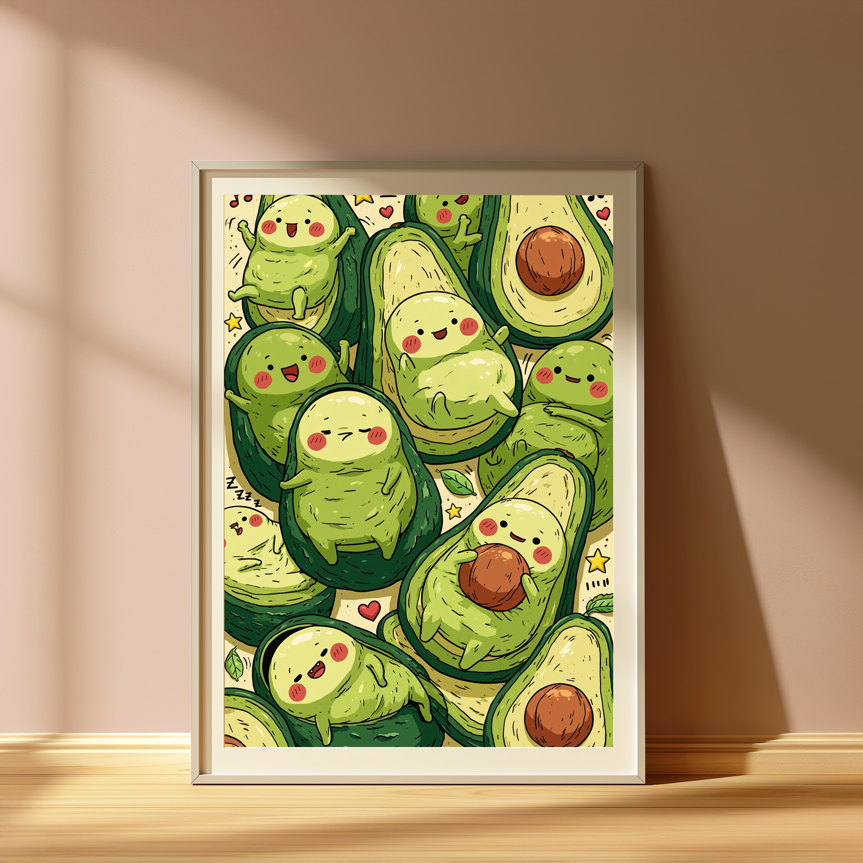 Cute Avocado Characters Party Wall Art view 4