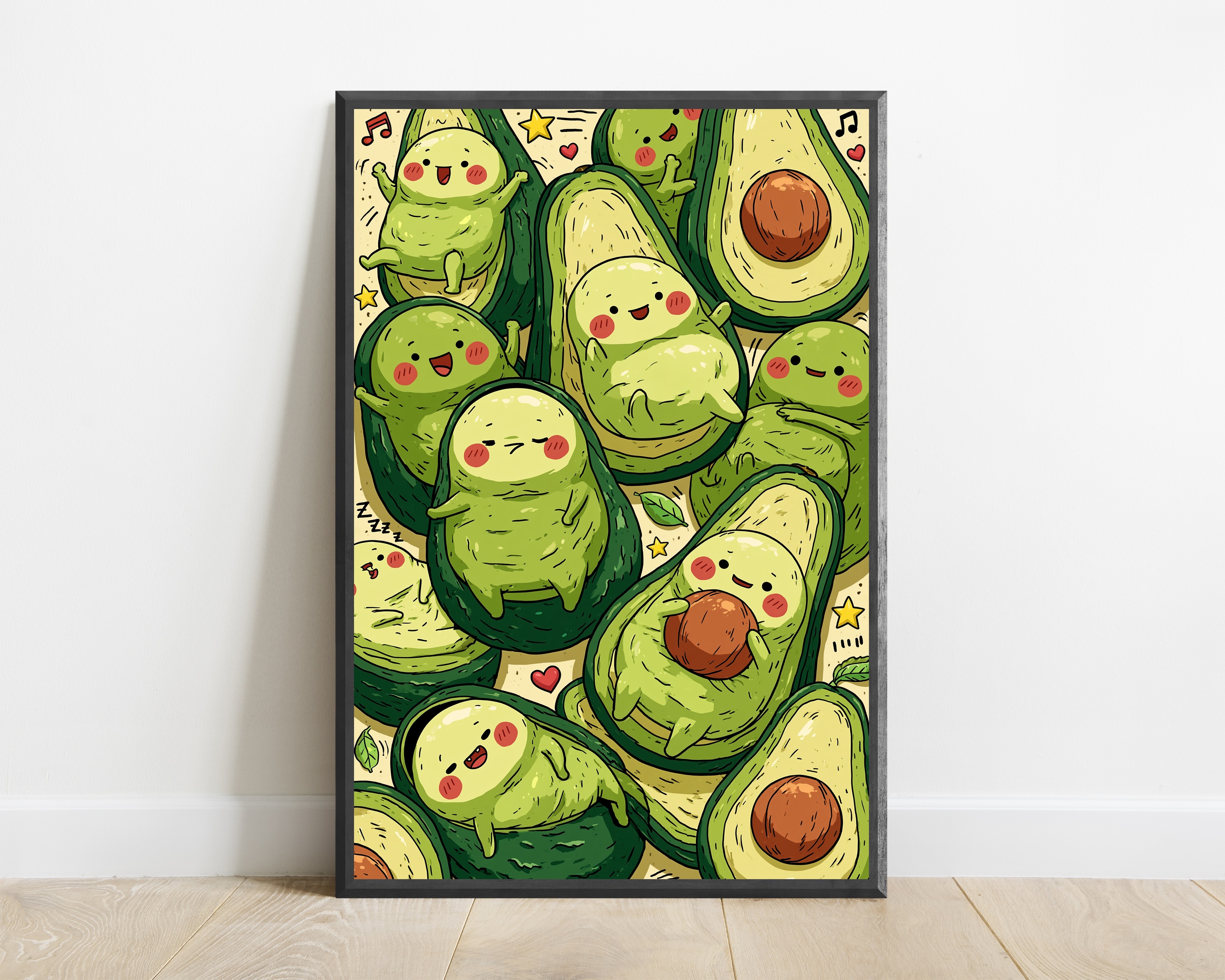Cute Avocado Characters Party Wall Art