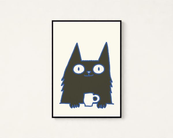 Black Cat Pop Art Print
