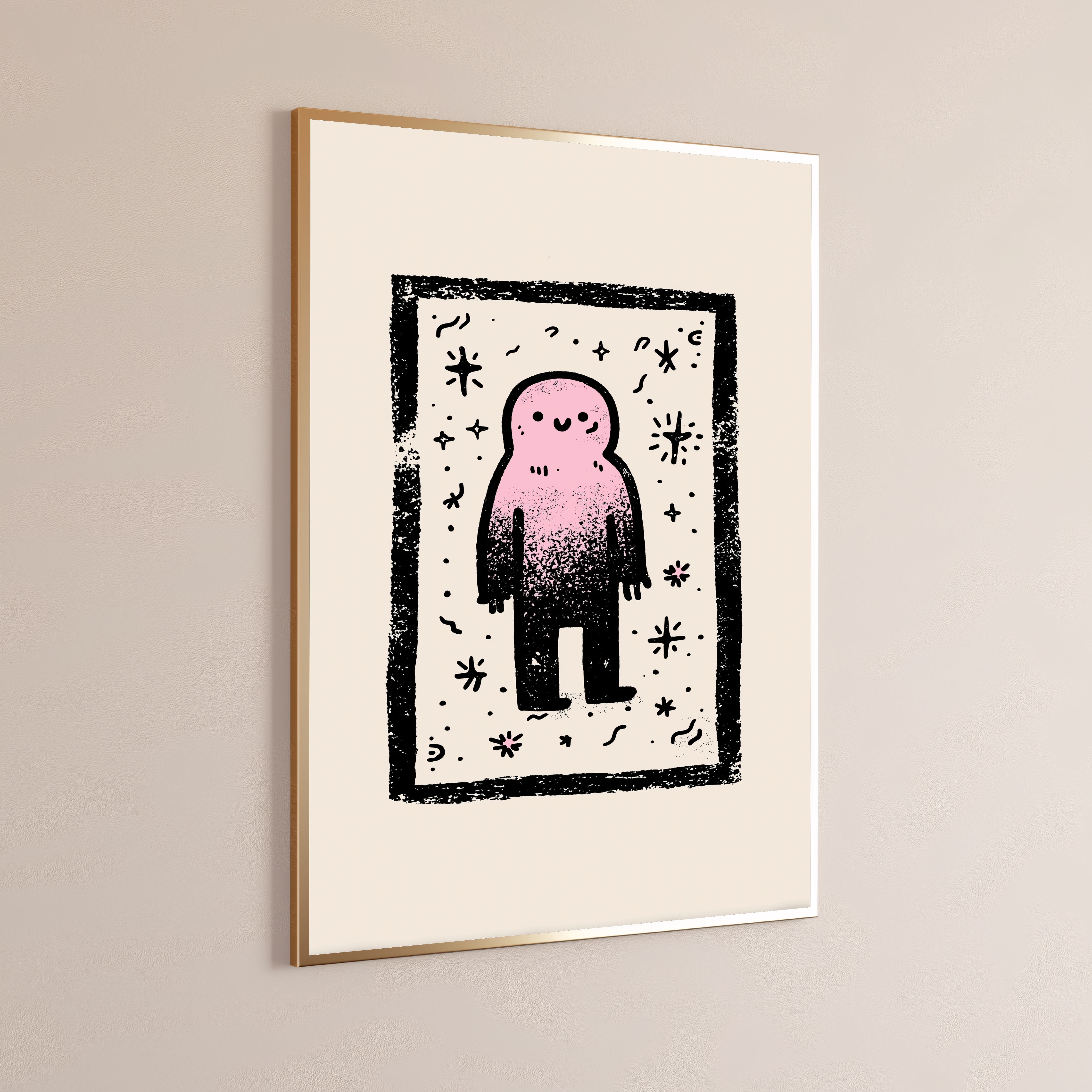 Cute Ghost Character Minimalist Print