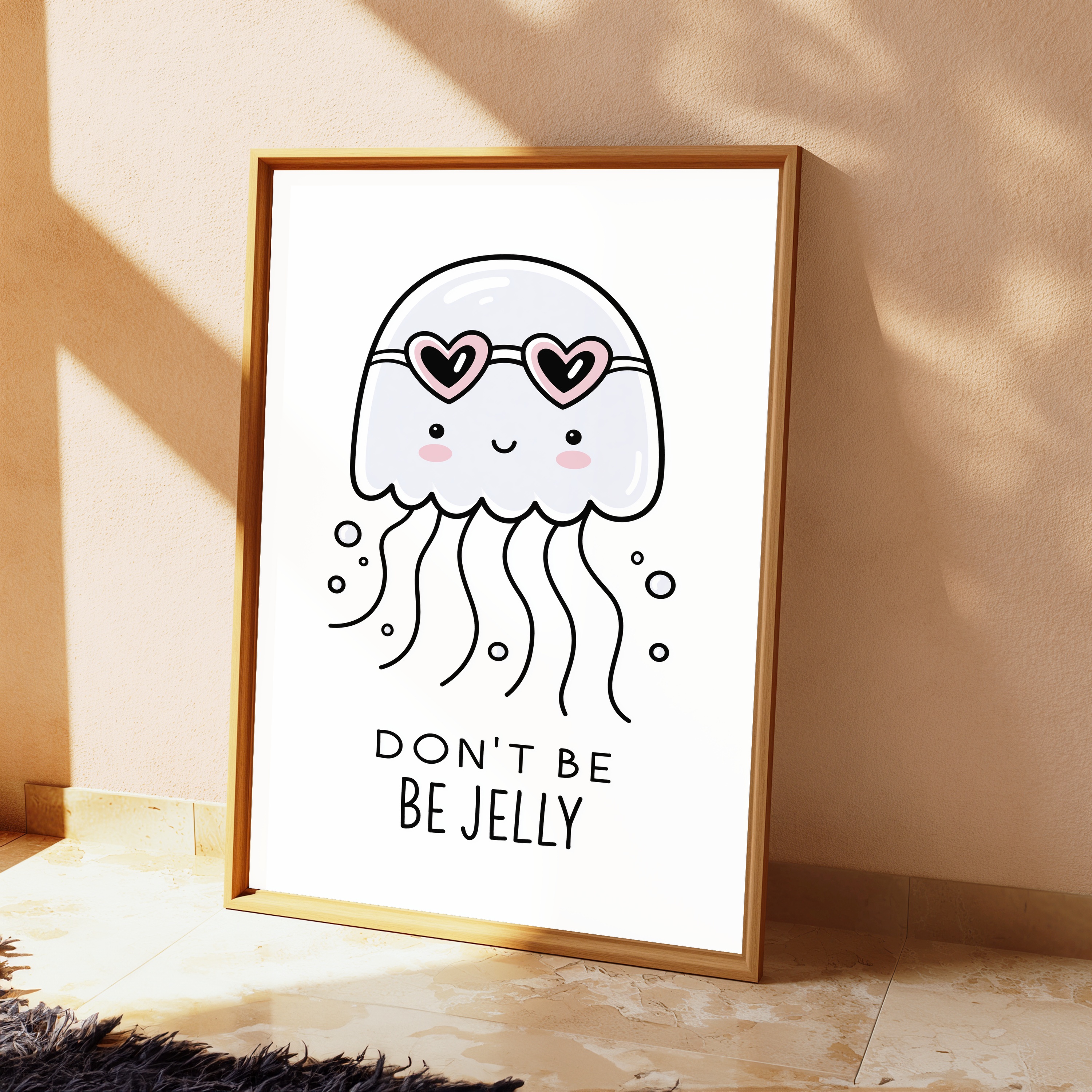 Cute Jellyfish Heart Eyes Pop Art Print view 2