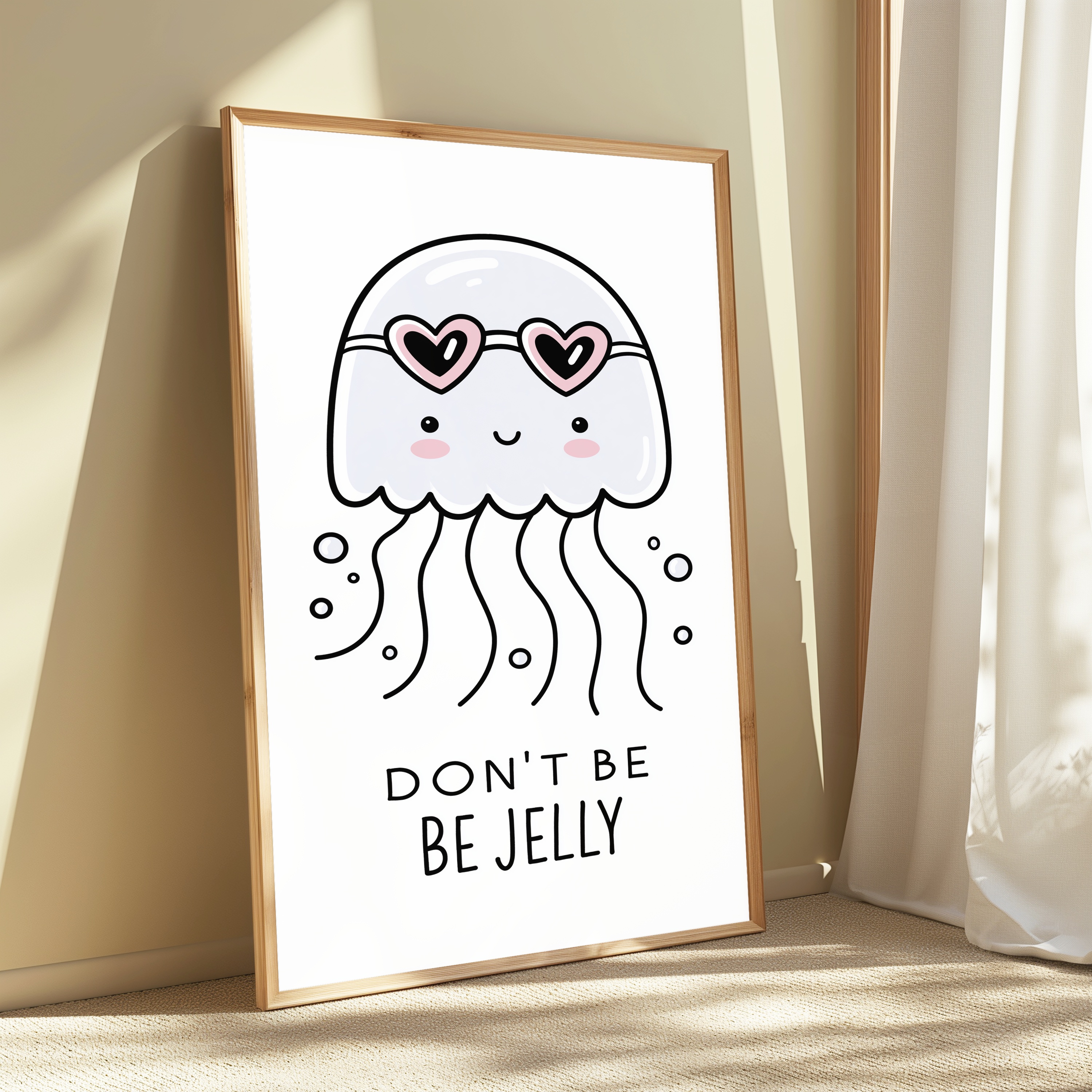 Cute Jellyfish Heart Eyes Pop Art Print view 3