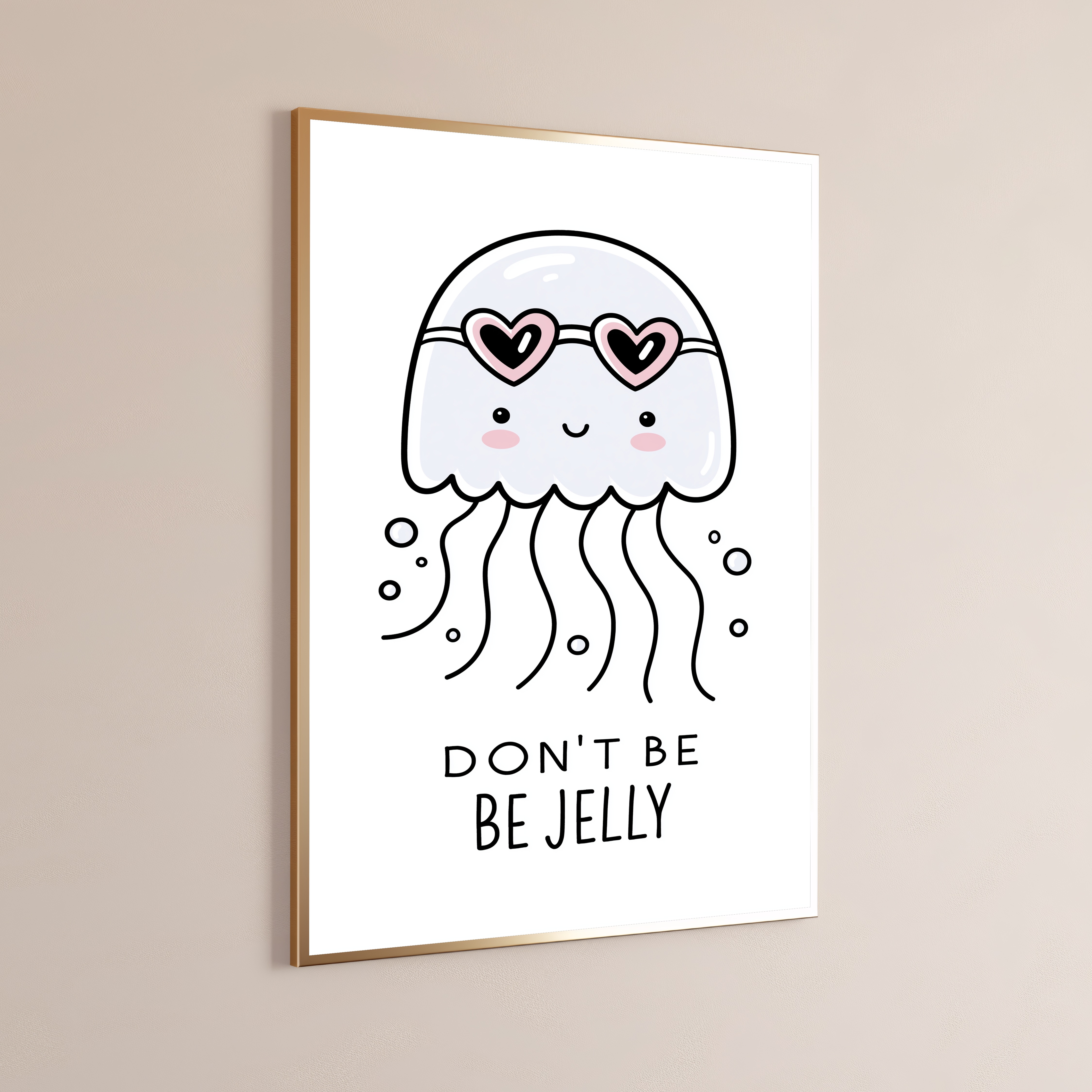 Cute Jellyfish Heart Eyes Pop Art Print
