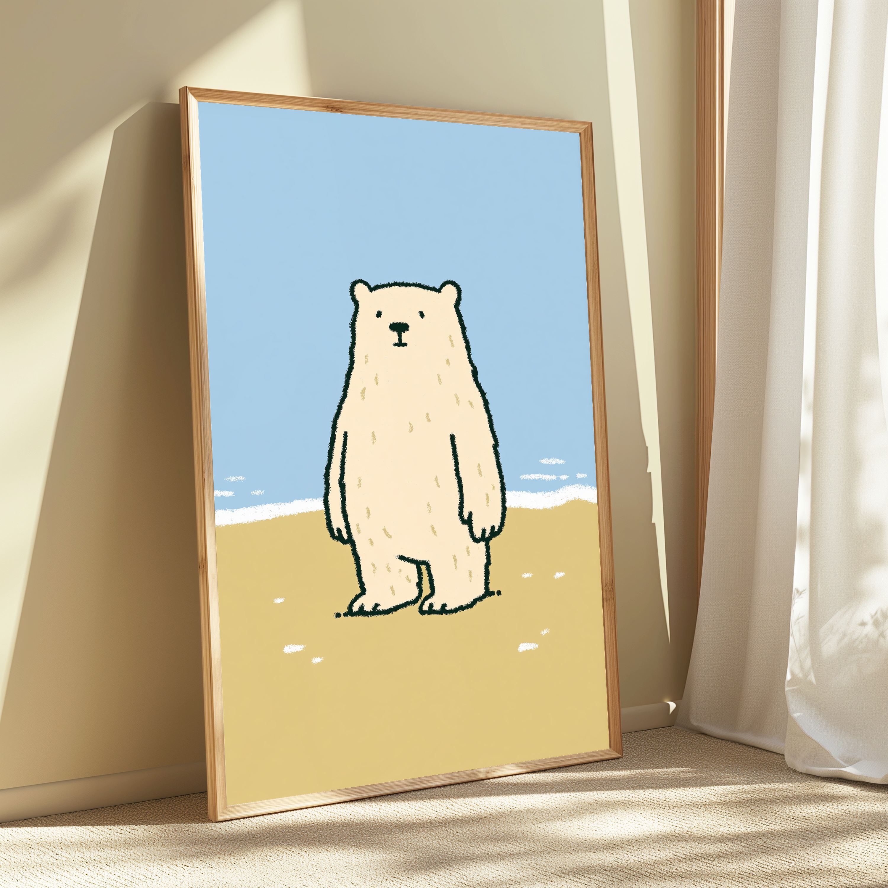 Cute Standing Polar Bear Beach Wall Art view 3