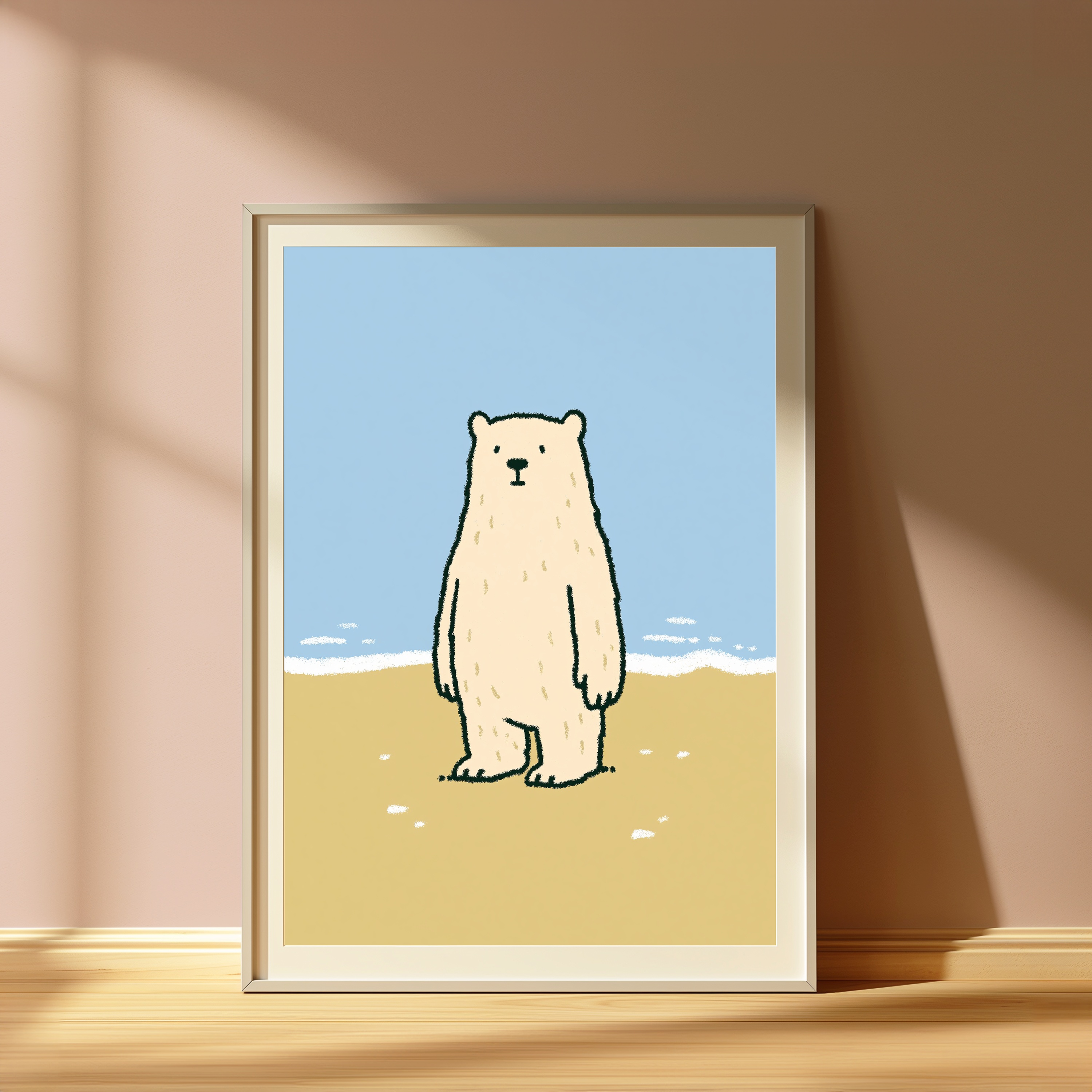 Cute Standing Polar Bear Beach Wall Art view 4