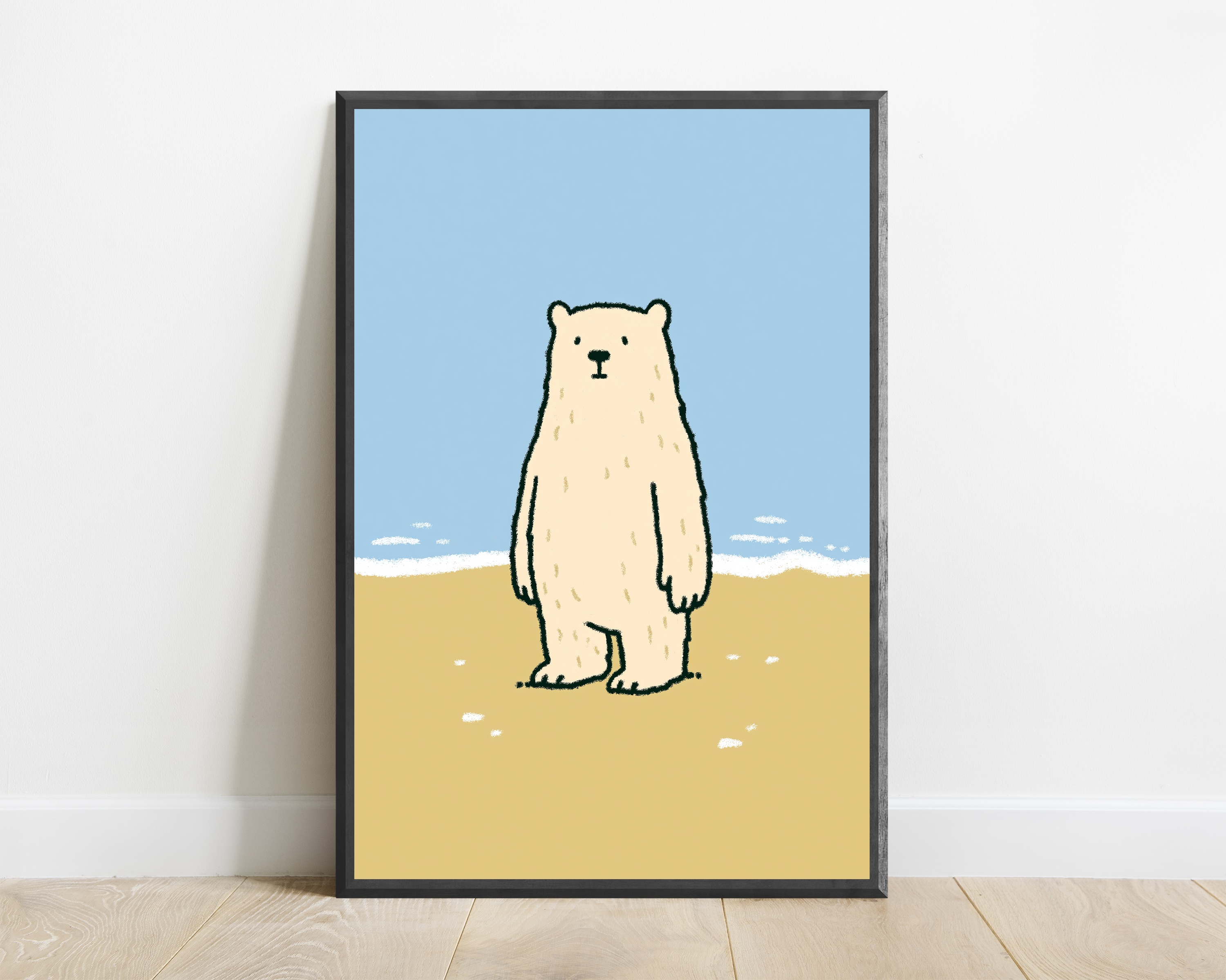 Cute Standing Polar Bear Beach Wall Art