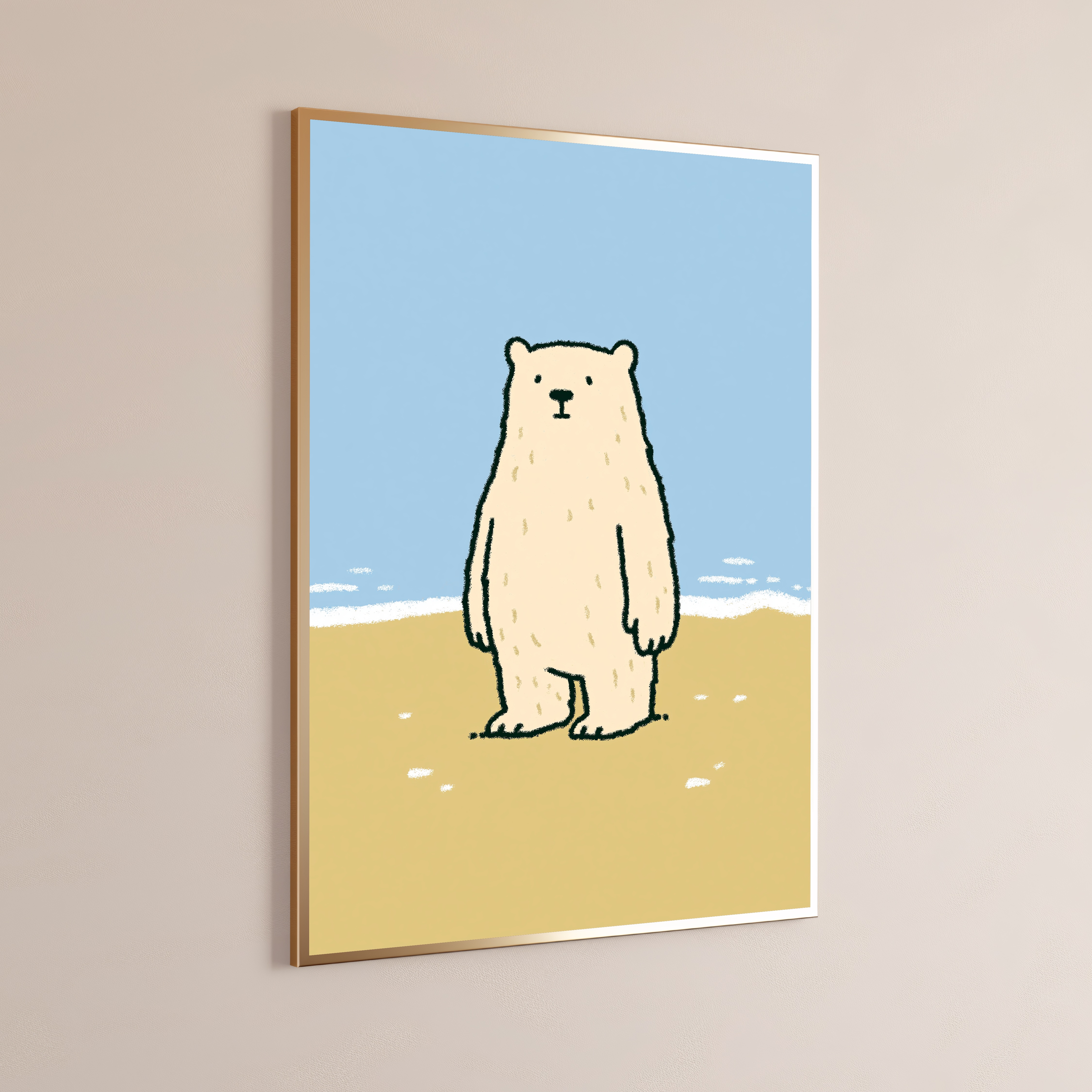 Cute Standing Polar Bear Beach Wall Art