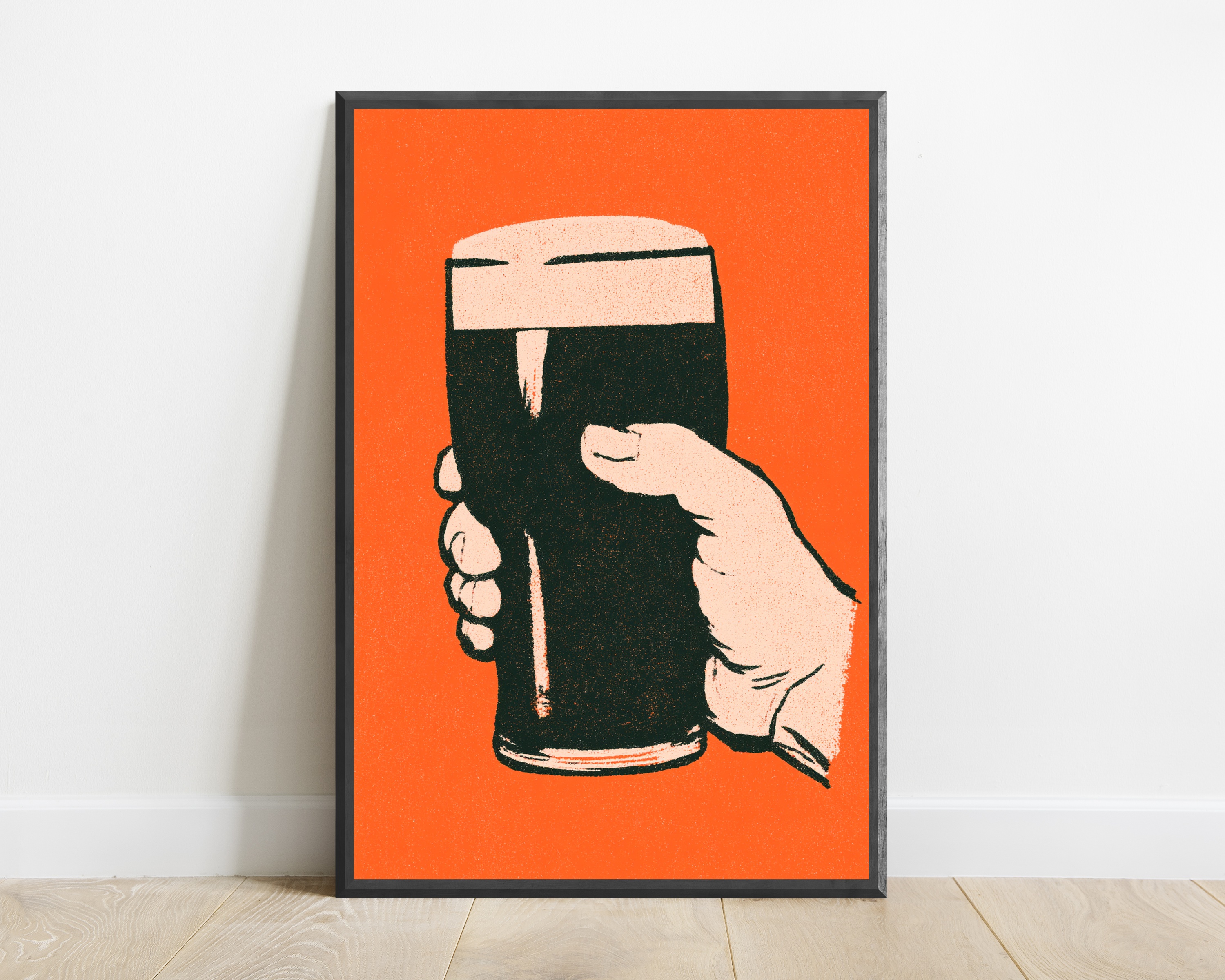Dark Beer Pint Retro Art — view 1