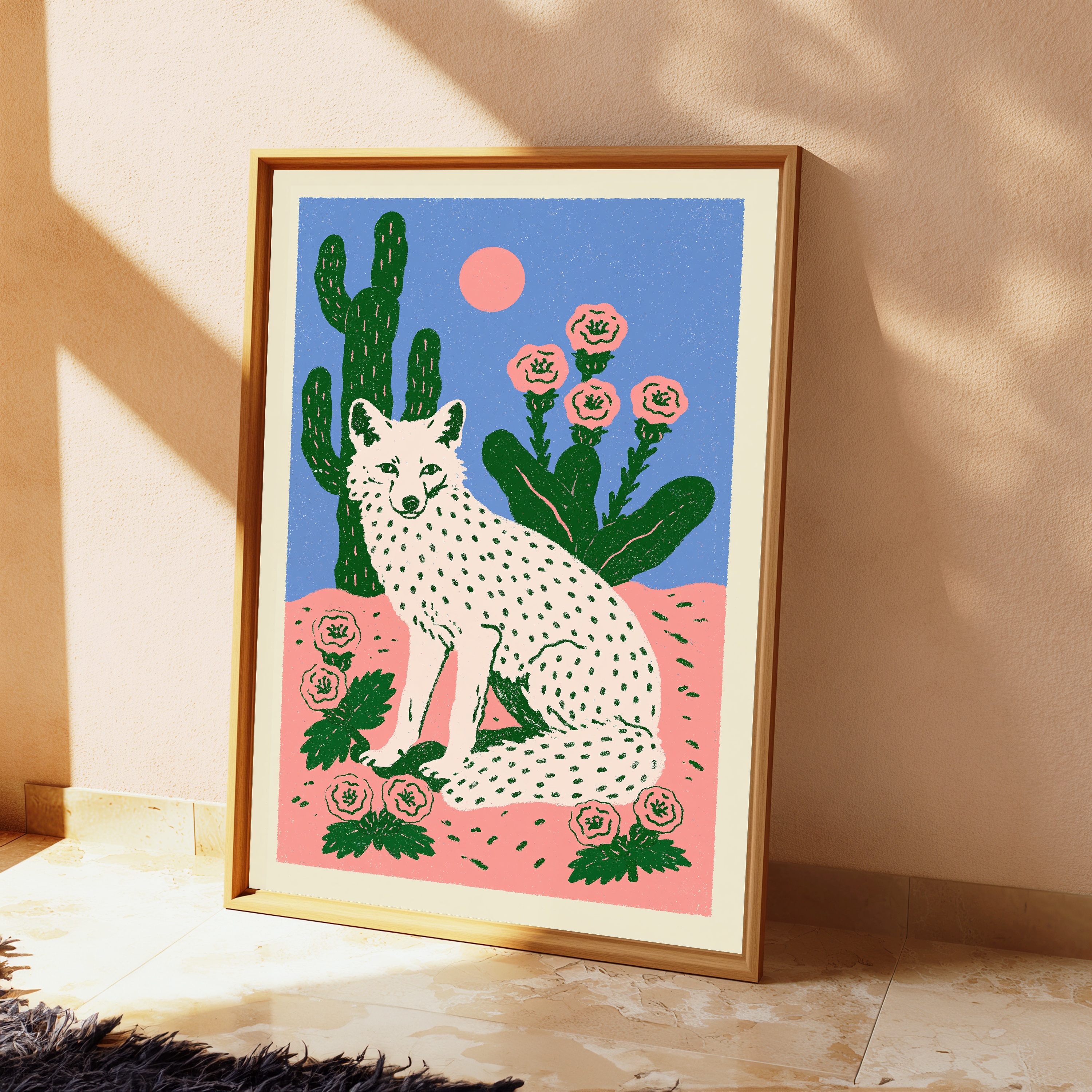 Desert Fox Cactus Flower Pop Art Print view 2
