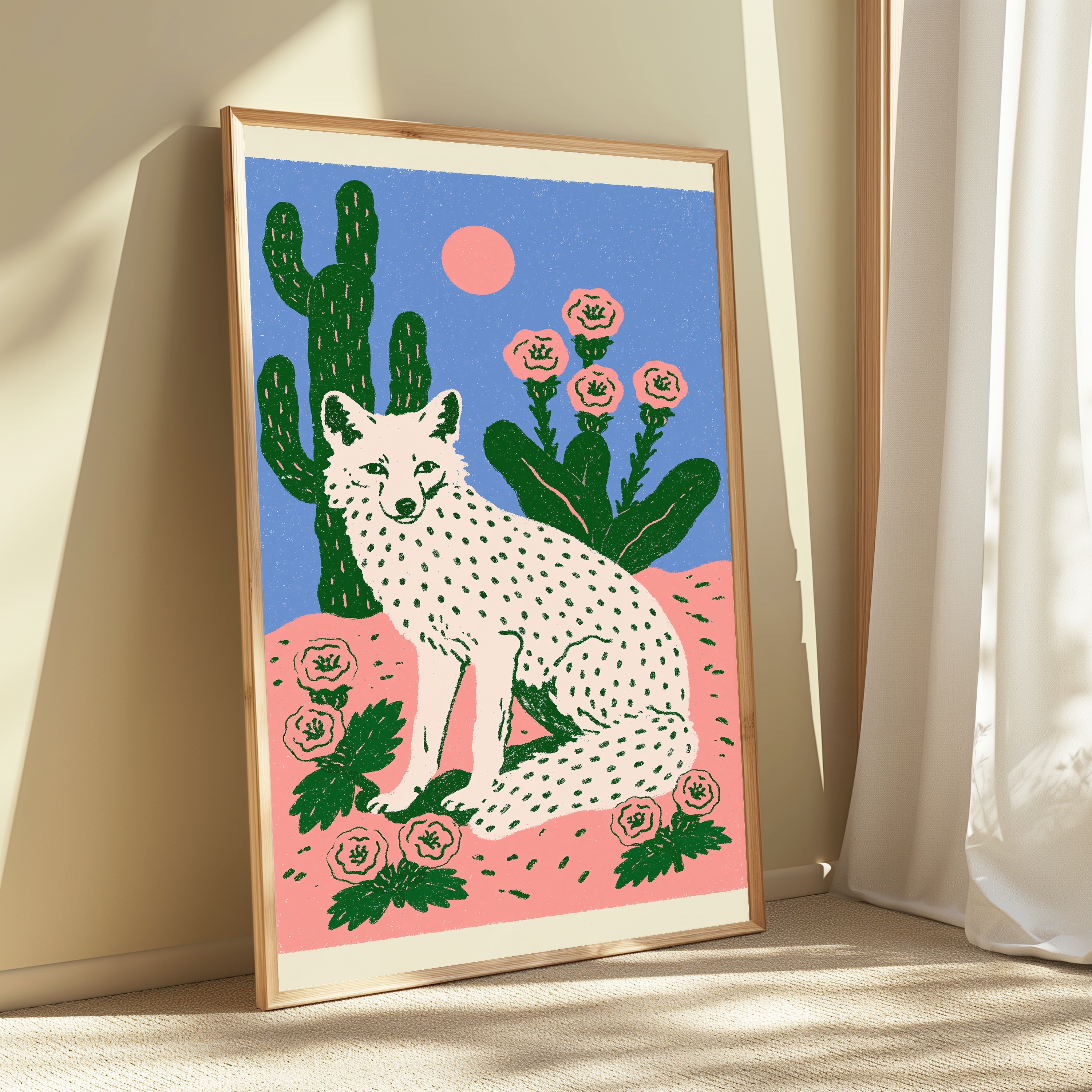 Desert Fox Cactus Flower Pop Art Print view 3