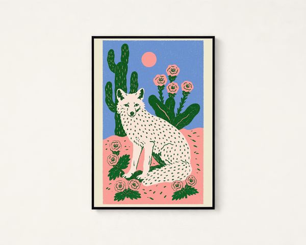Desert Fox Cactus Flower Pop Art Print