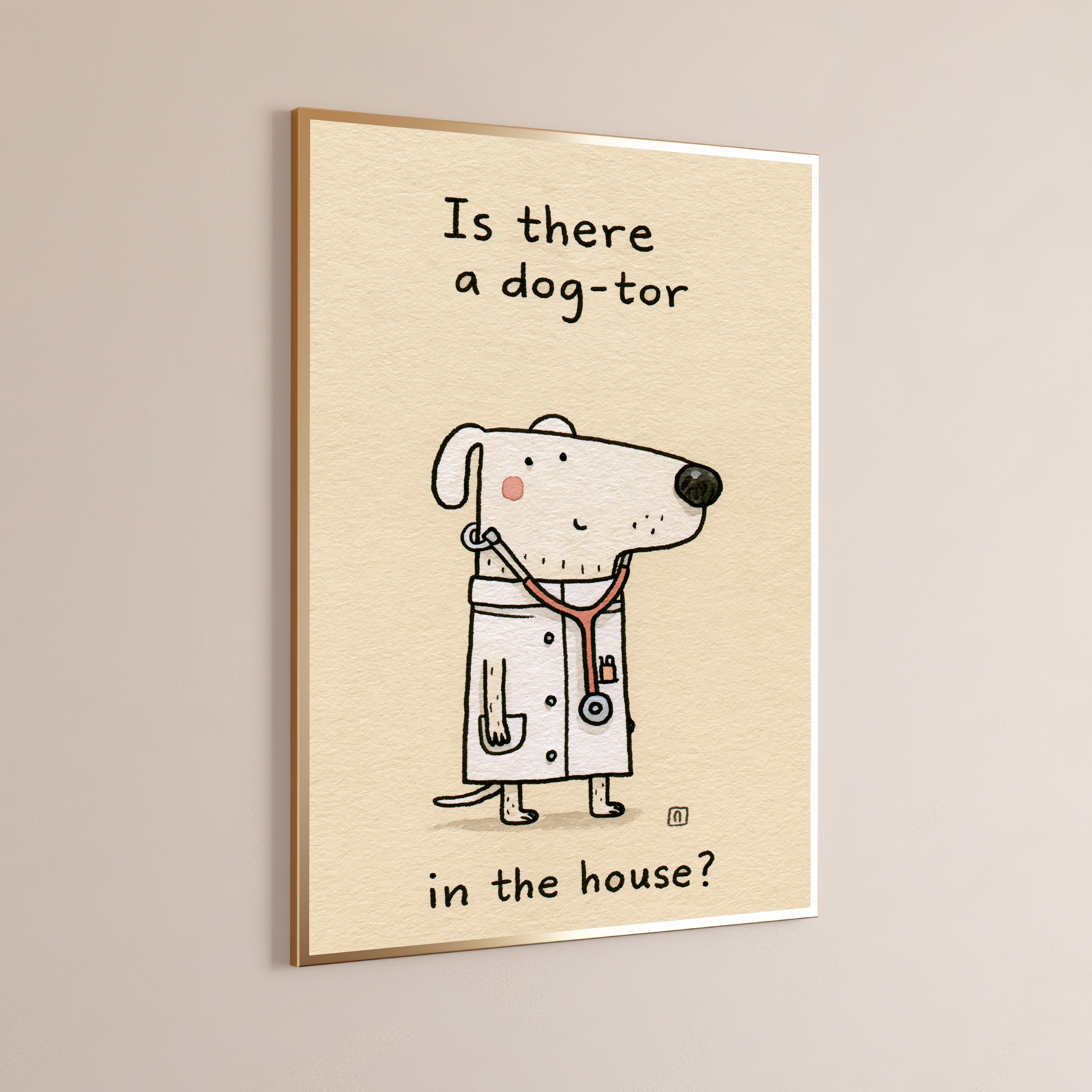 Dog Doctor Funny Minimalist Print