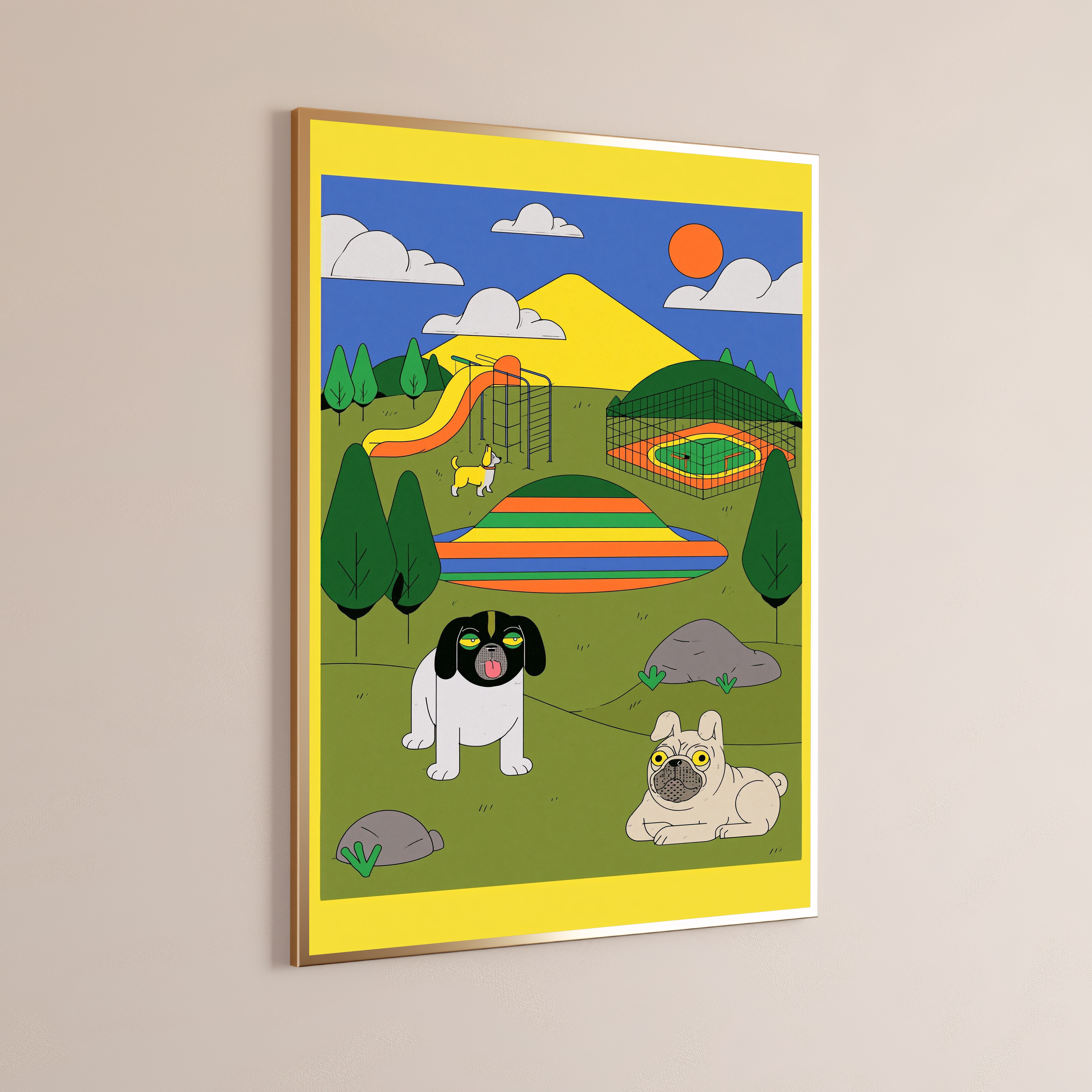 Dog Park Playground Minimalist Art Print