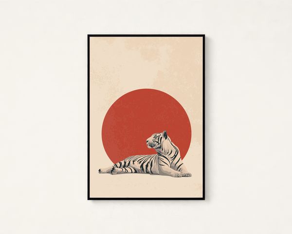 White Tiger Japanese Art Print