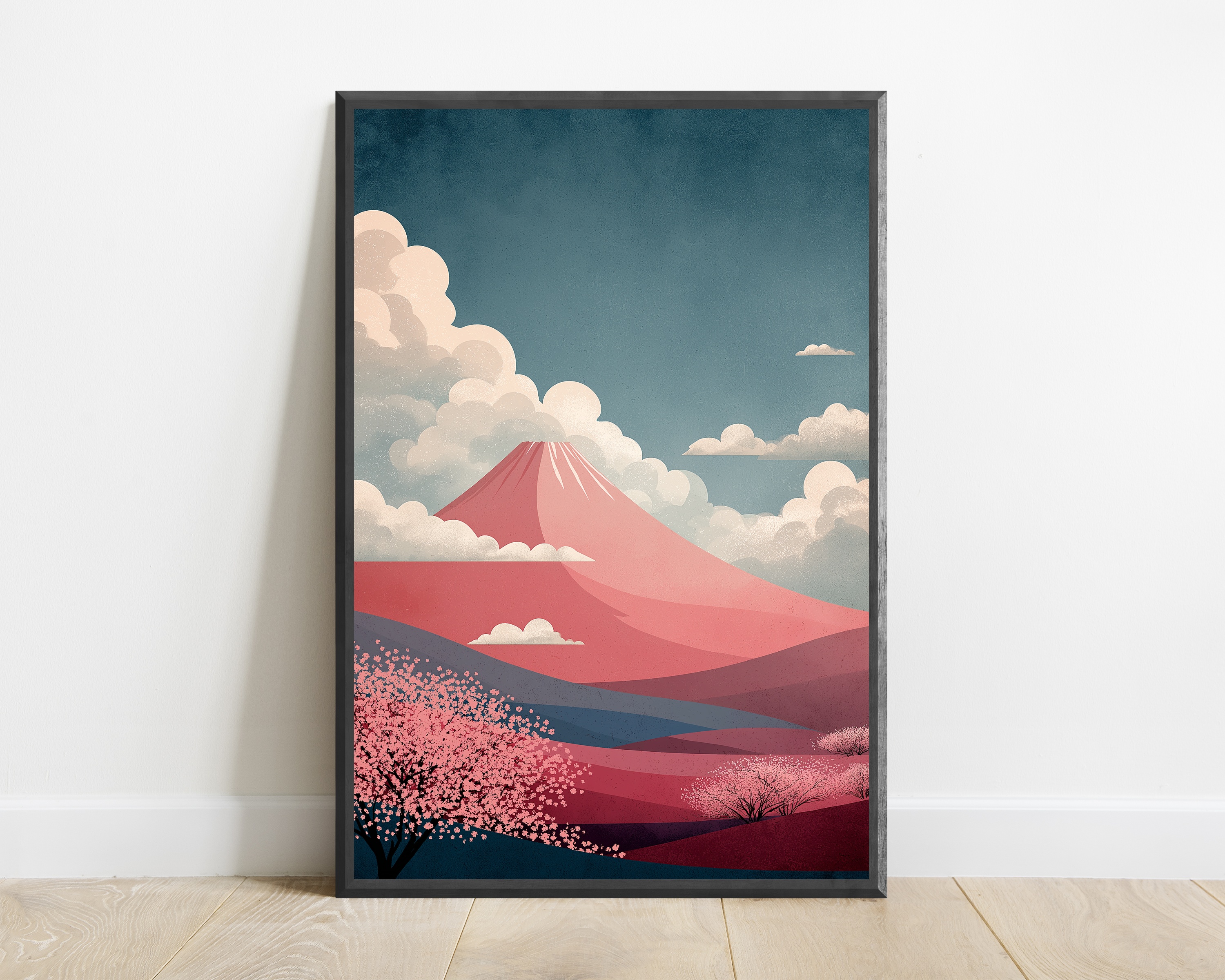 Abstract Mount Fuji Triangle Shape Layered Clouds — view 1