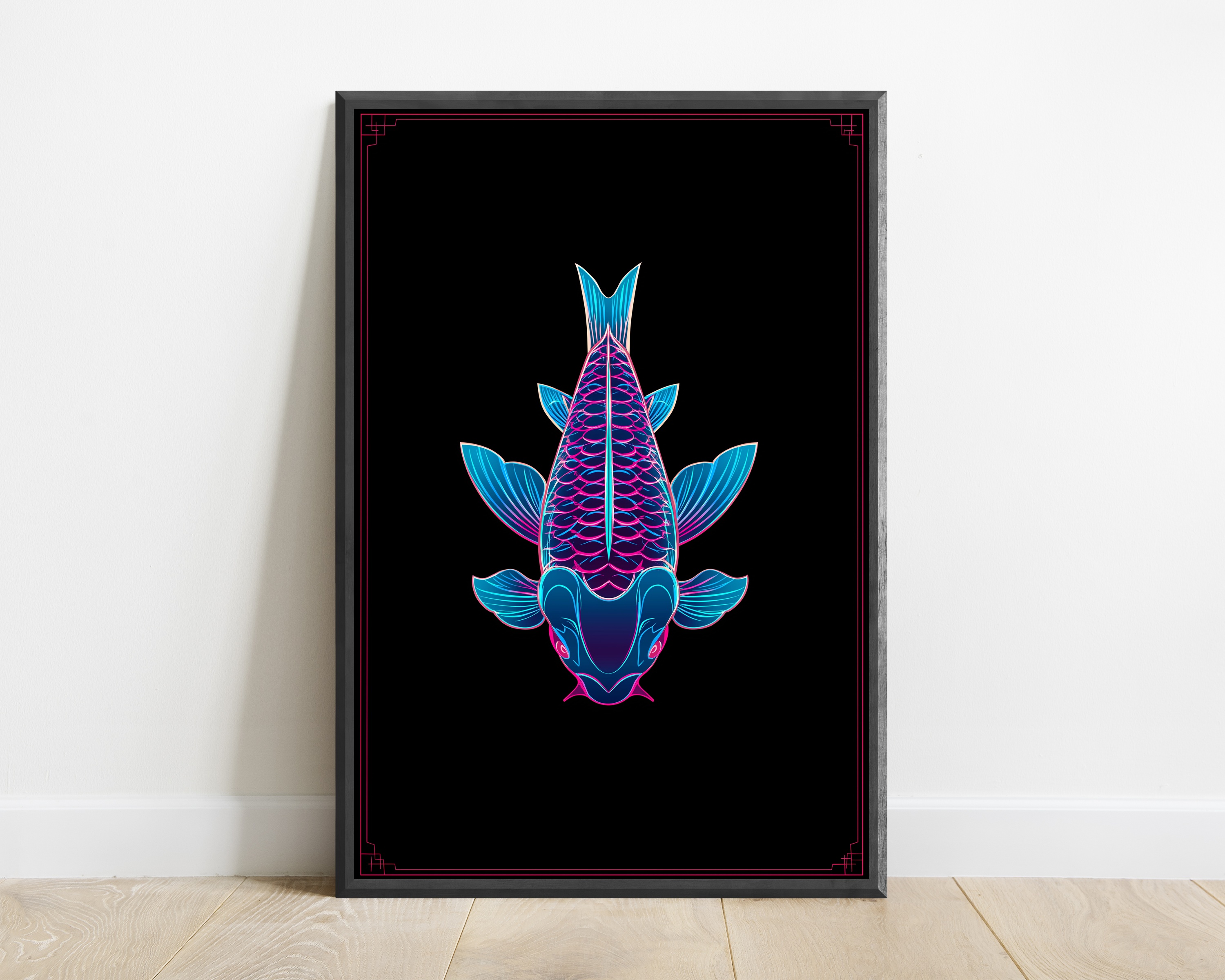 Neon Koi Fish Art Print — view 1