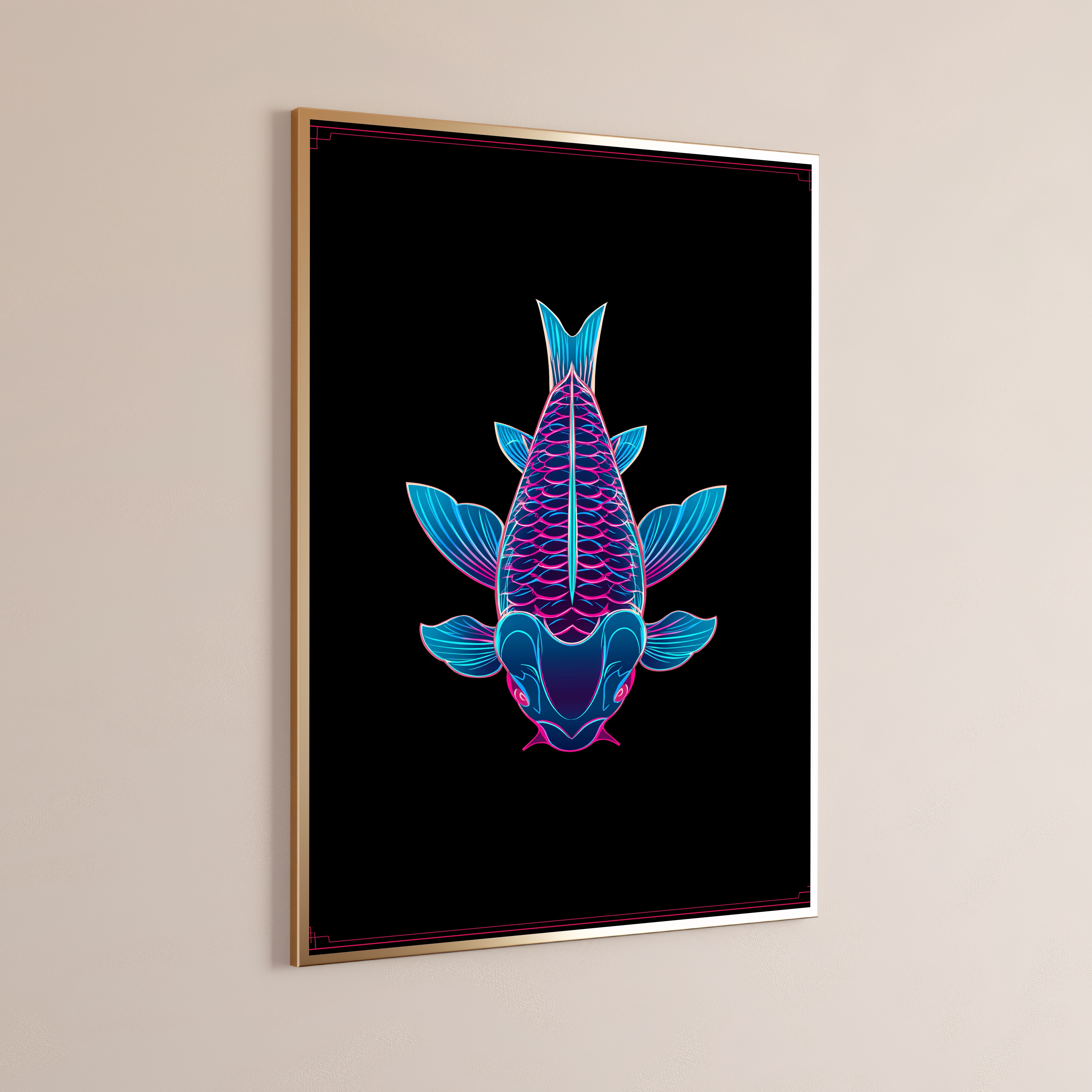 Neon Koi Fish Art Print