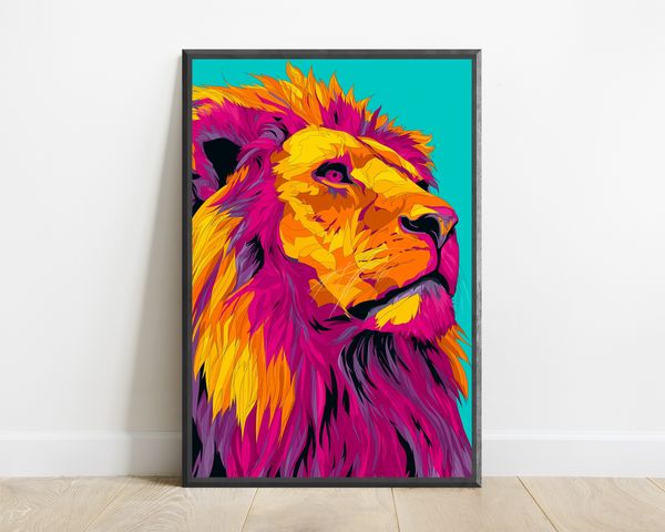 Vibrant Lion Pop Art Print