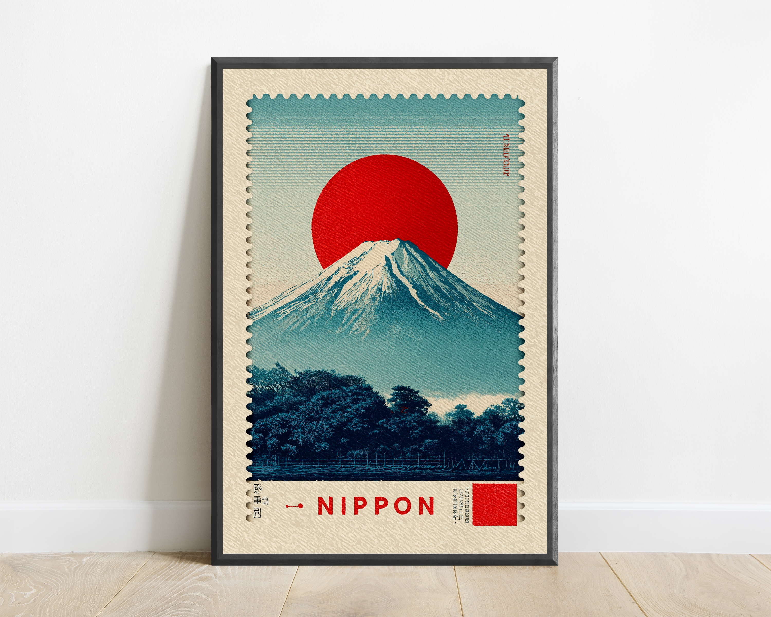 Mount Fuji Postage Stamp Japanese Art Print — view 1