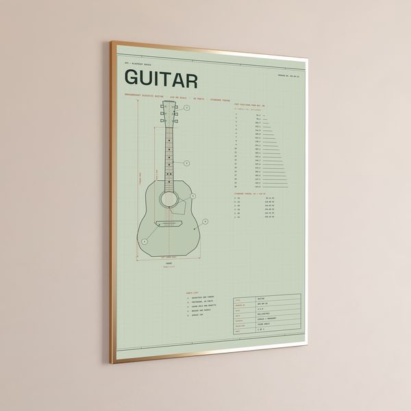 Dreadnought Acoustic Guitar Technical Blueprint