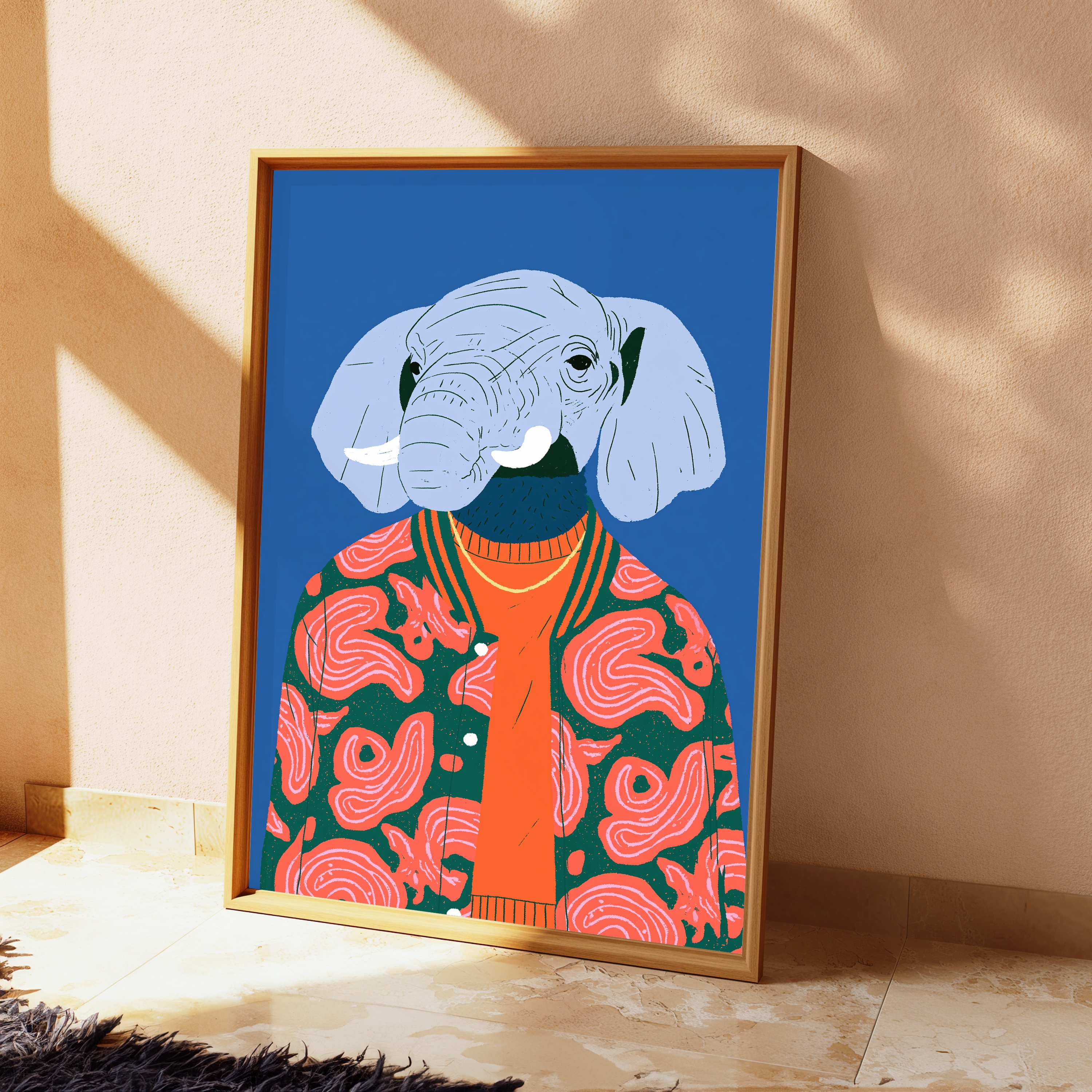 Fashionable Elephant Portrait Pop Art Print view 2