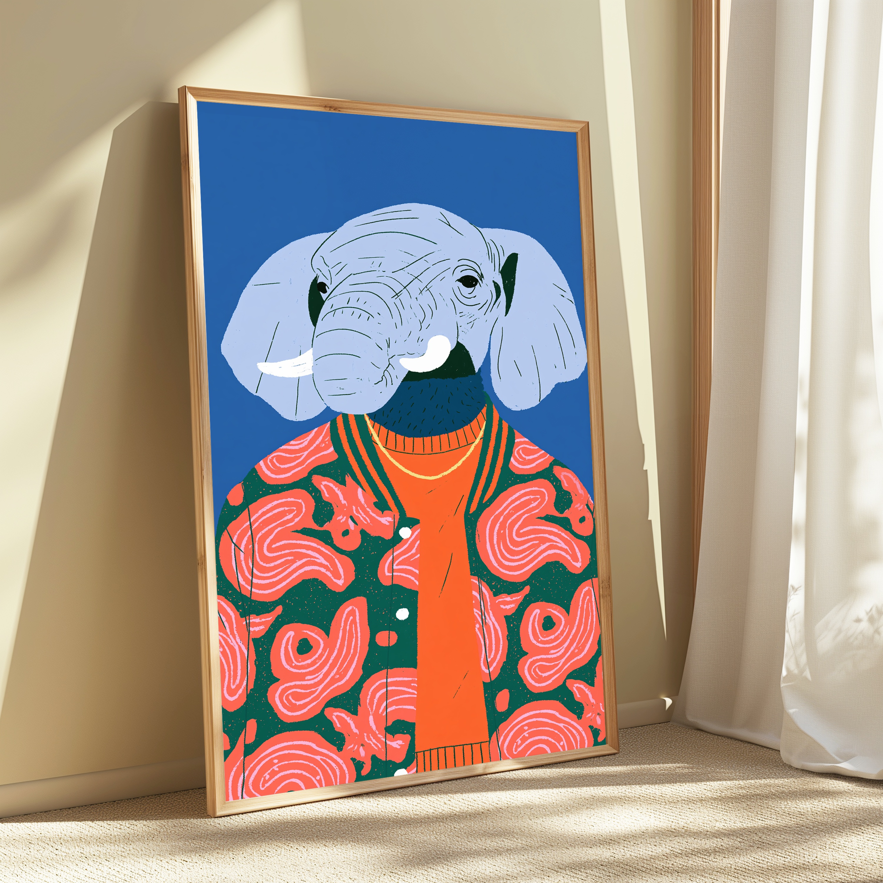 Fashionable Elephant Portrait Pop Art Print view 3