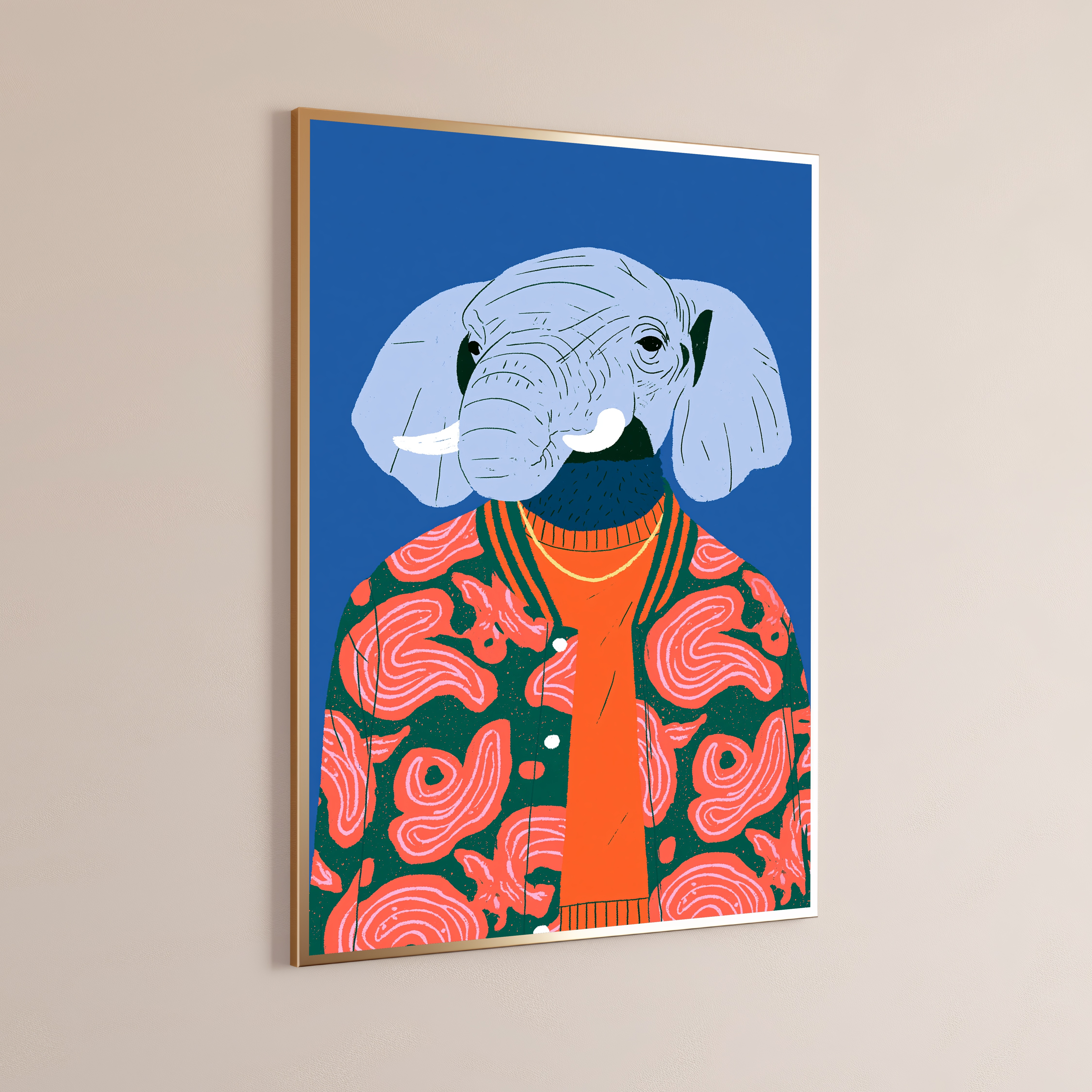 Fashionable Elephant Portrait Pop Art Print