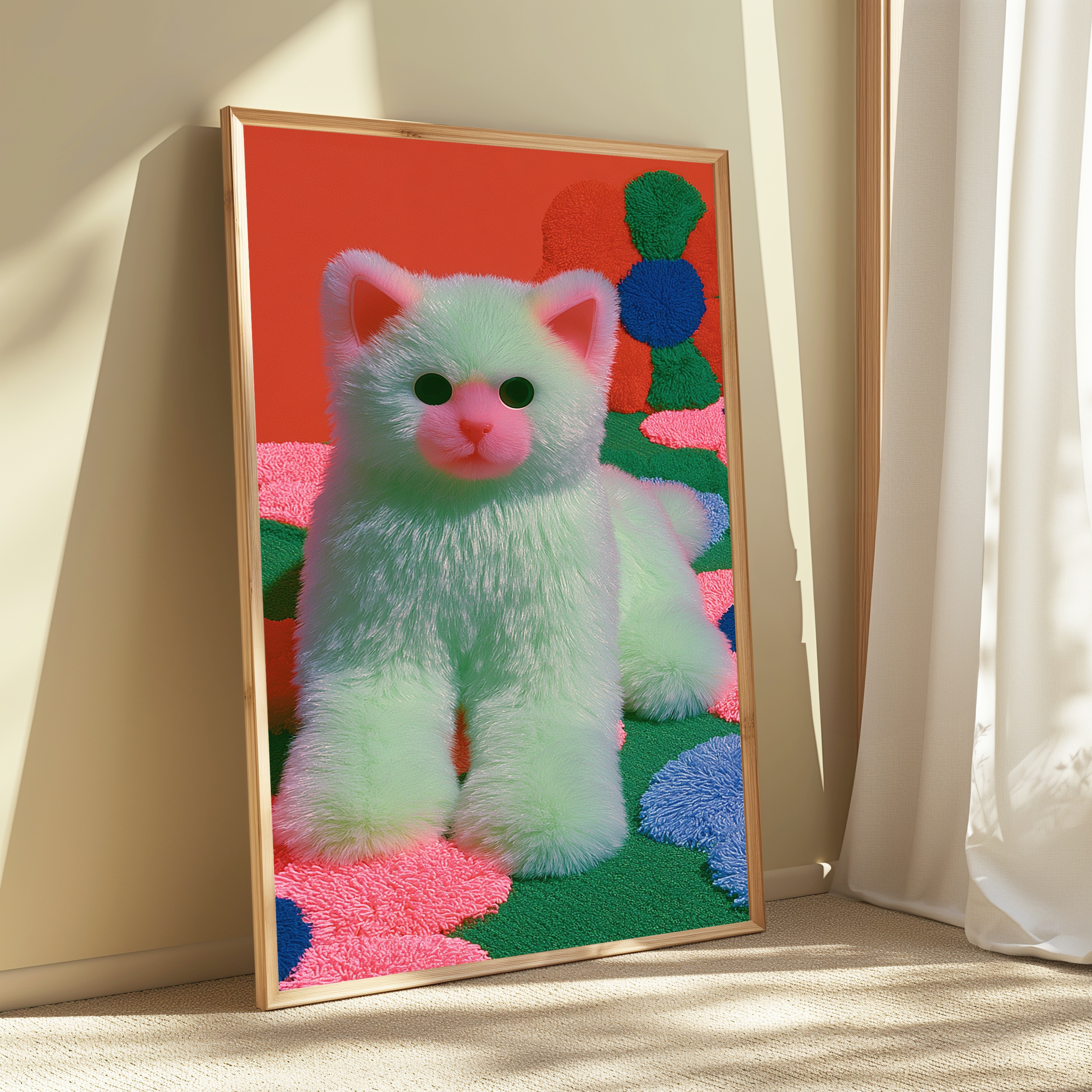 Fluffy White Cat Pop Art Print view 3